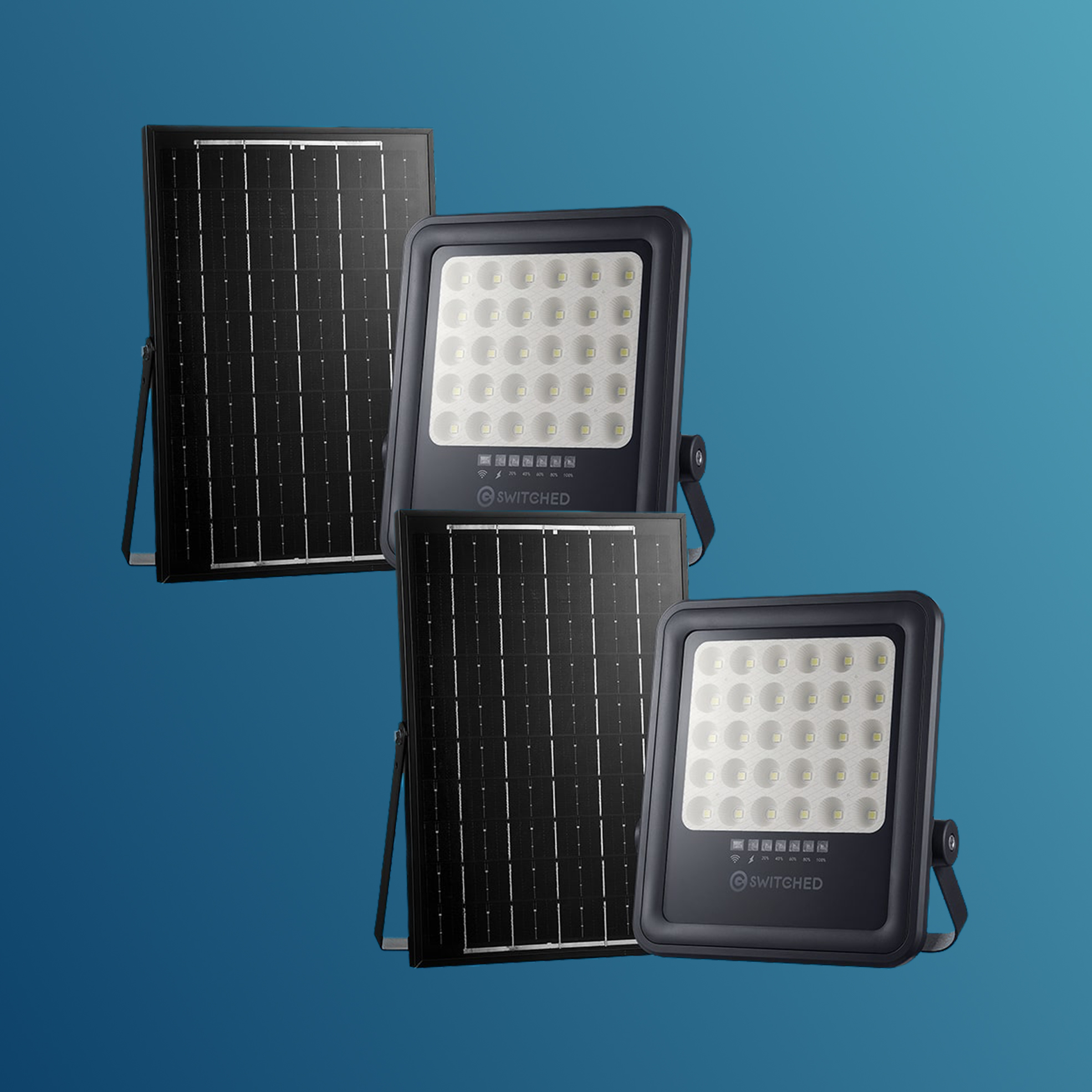 2x 100W Urban PRO Series Solar Floodlights with Remote
