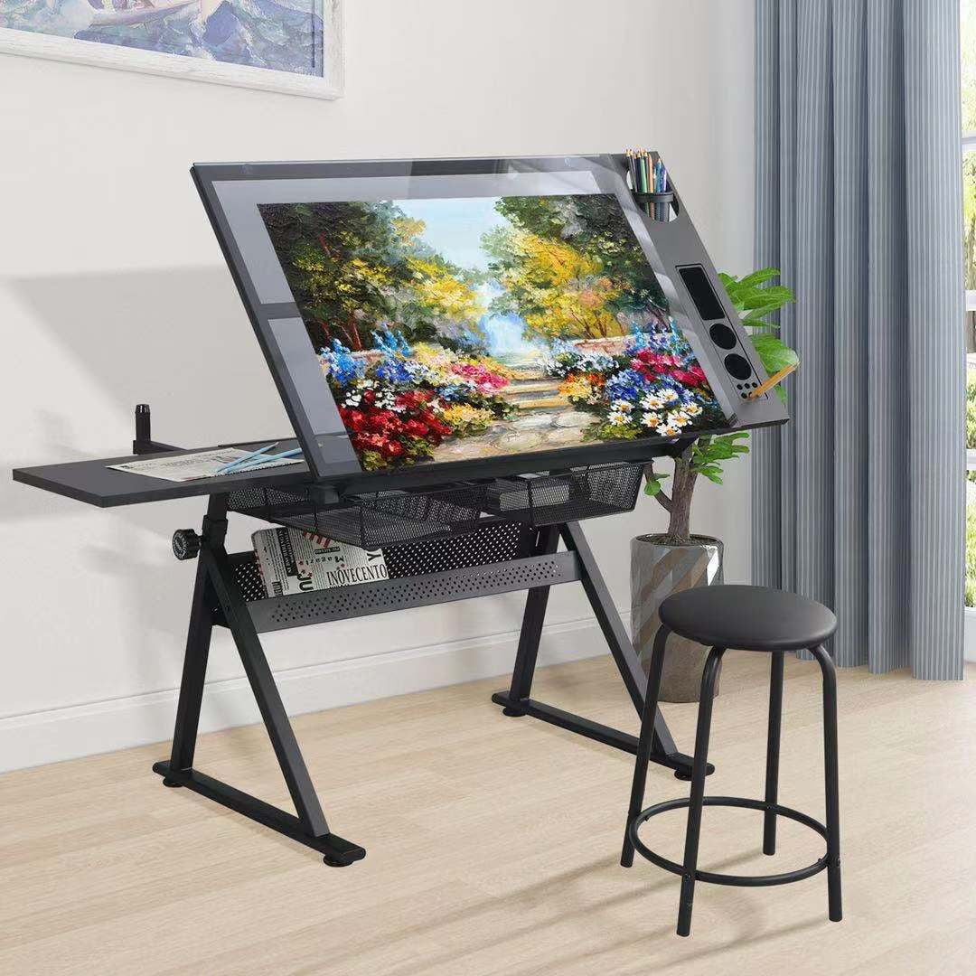 Adjustable Glass Drafting Art Desk