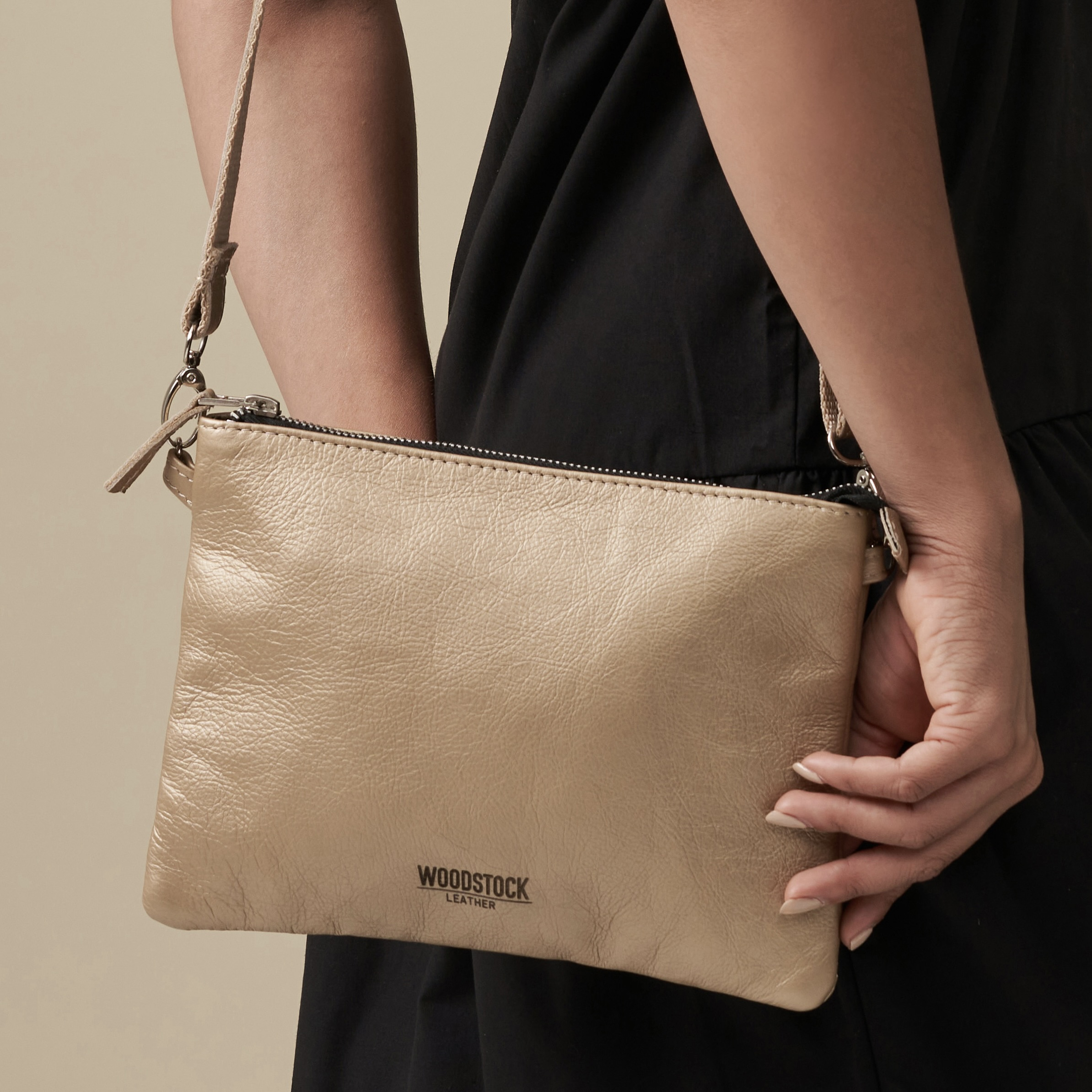 Genuine Leather Terry Wrist Clutch