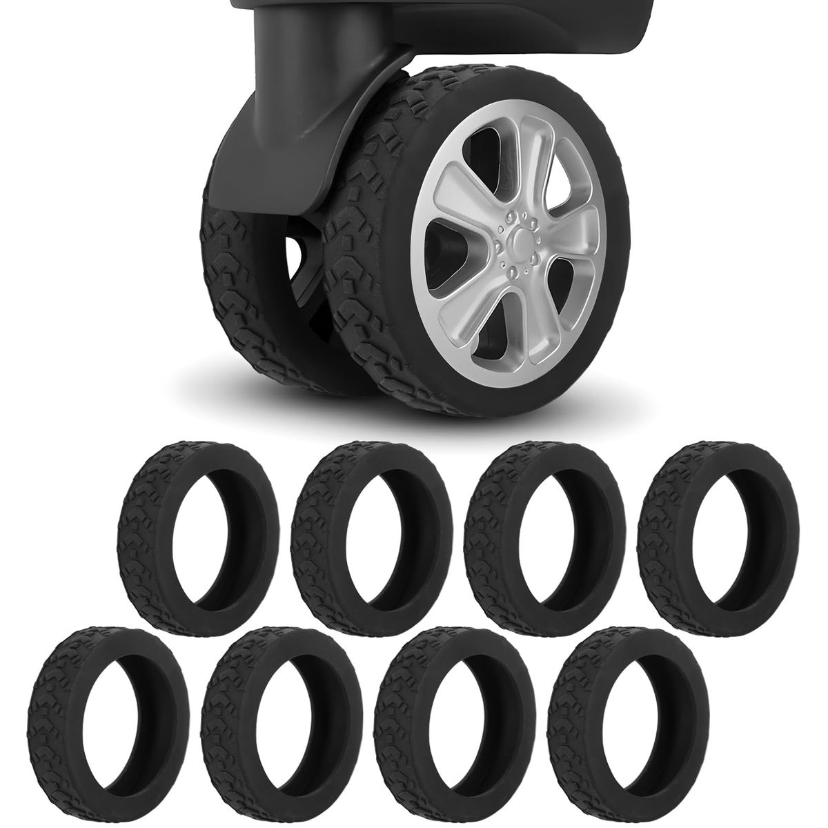 8x Silicone Luggage Wheel Covers