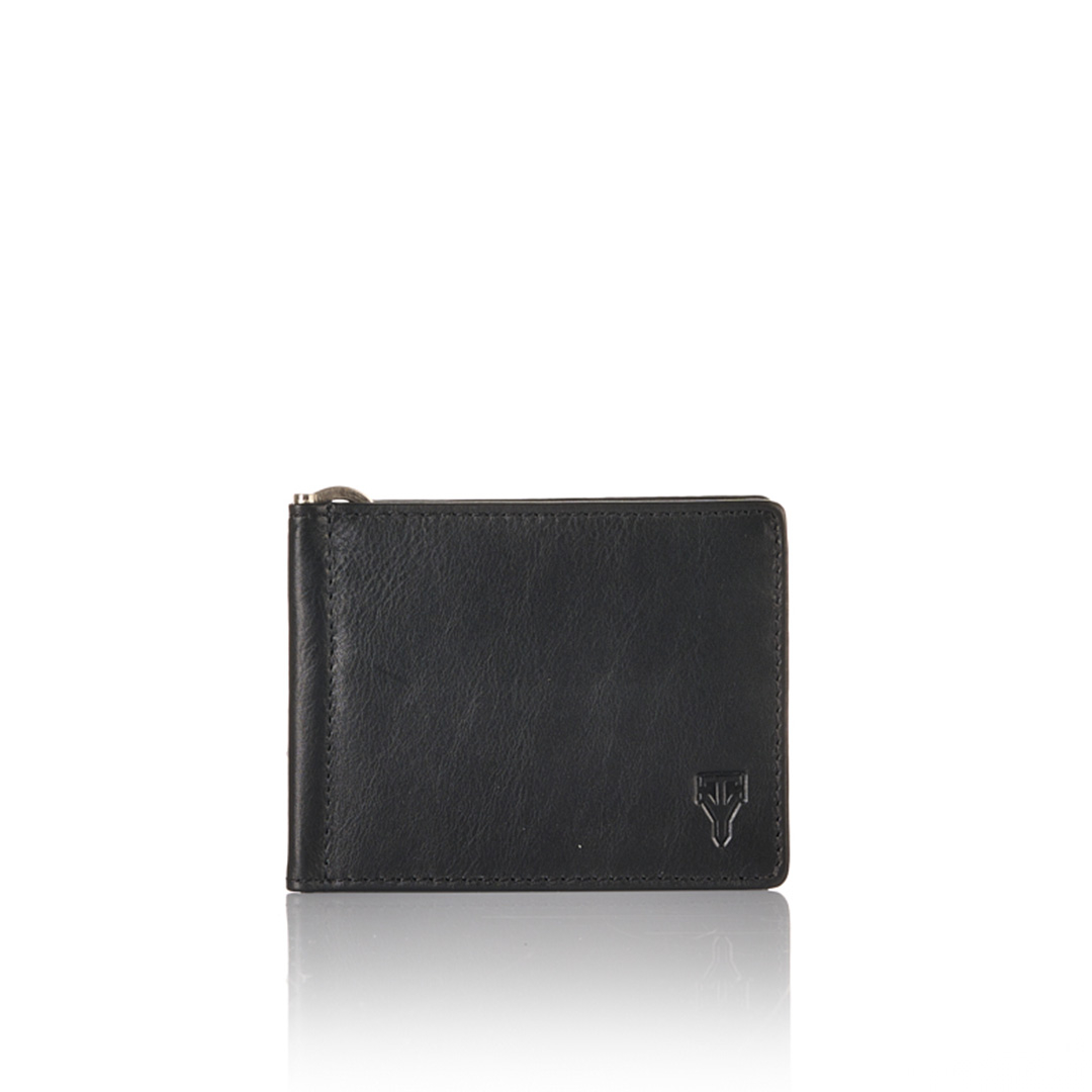 Genuine Leather Black Money Clip Wallet