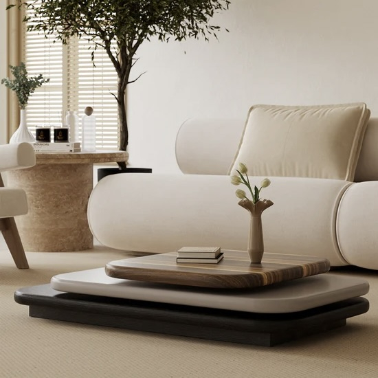 Modern Sculpted 360° Swivel Coffee Table