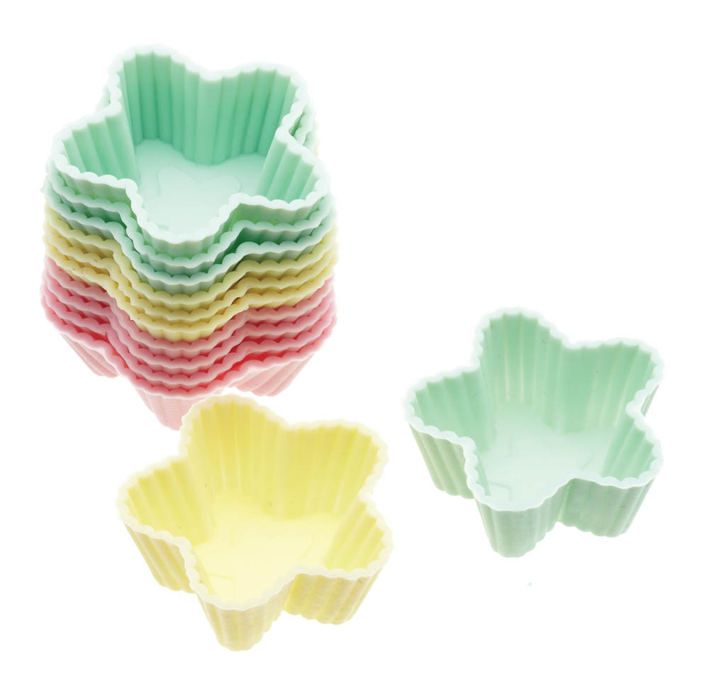 12x Star Reusable Silicone Mini Cupcake Cases