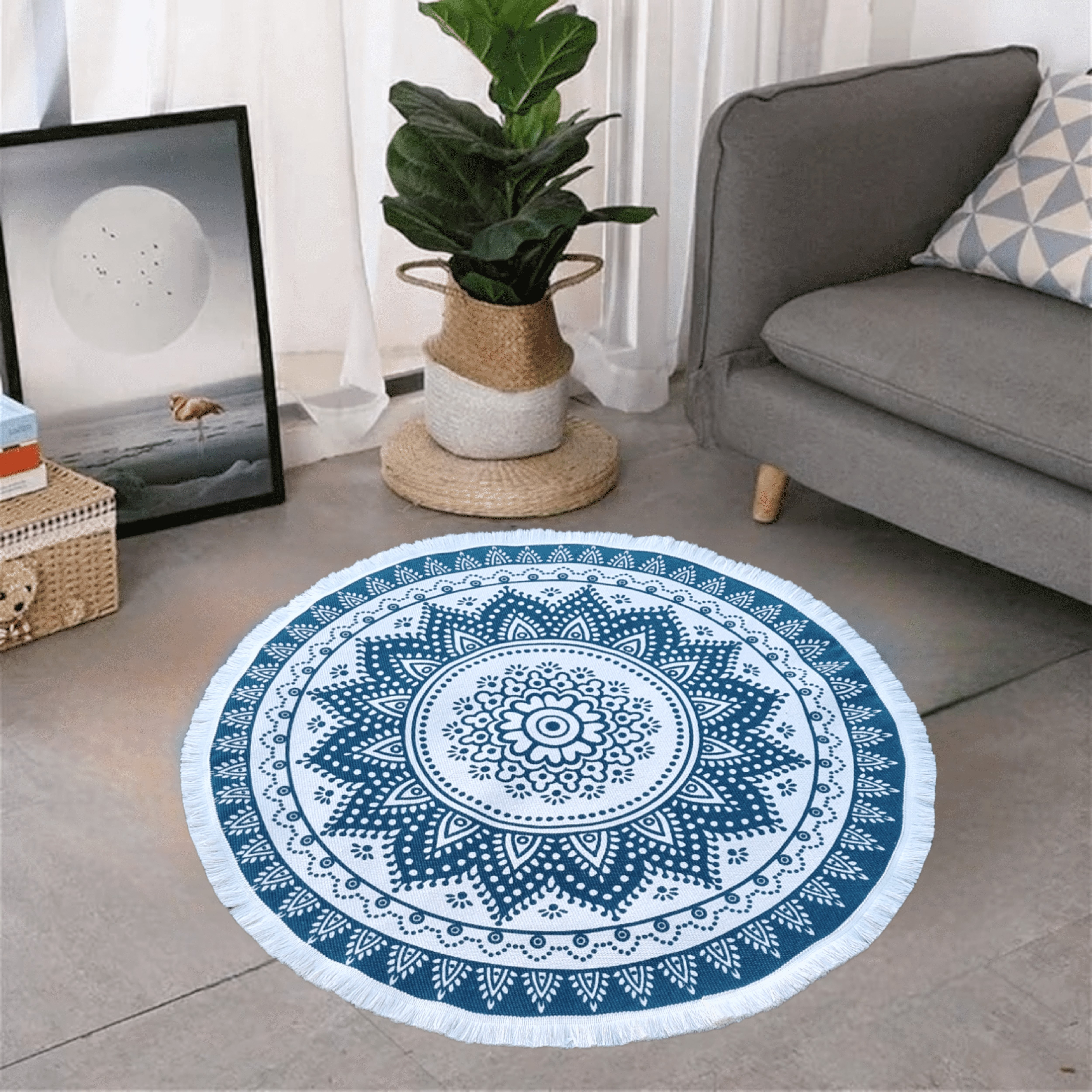 88cm Round Moroccan Rug