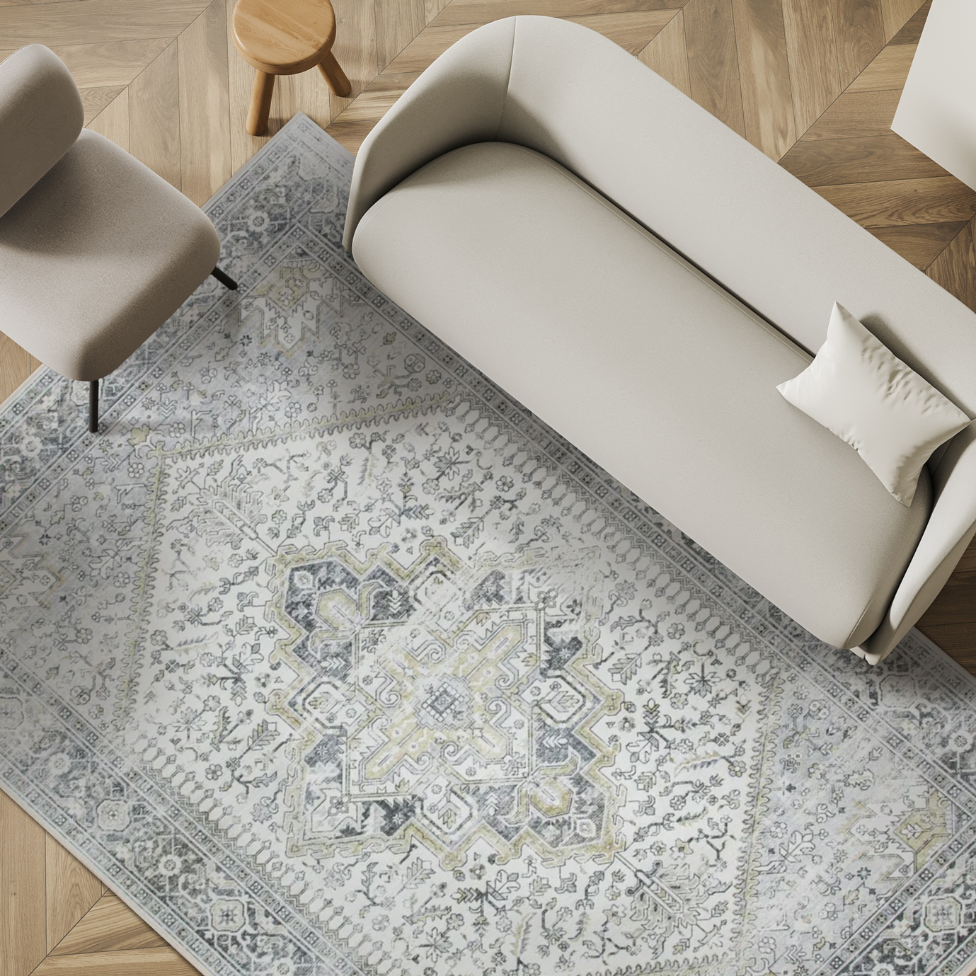 Lunar Grey Antique Contemporary Rug