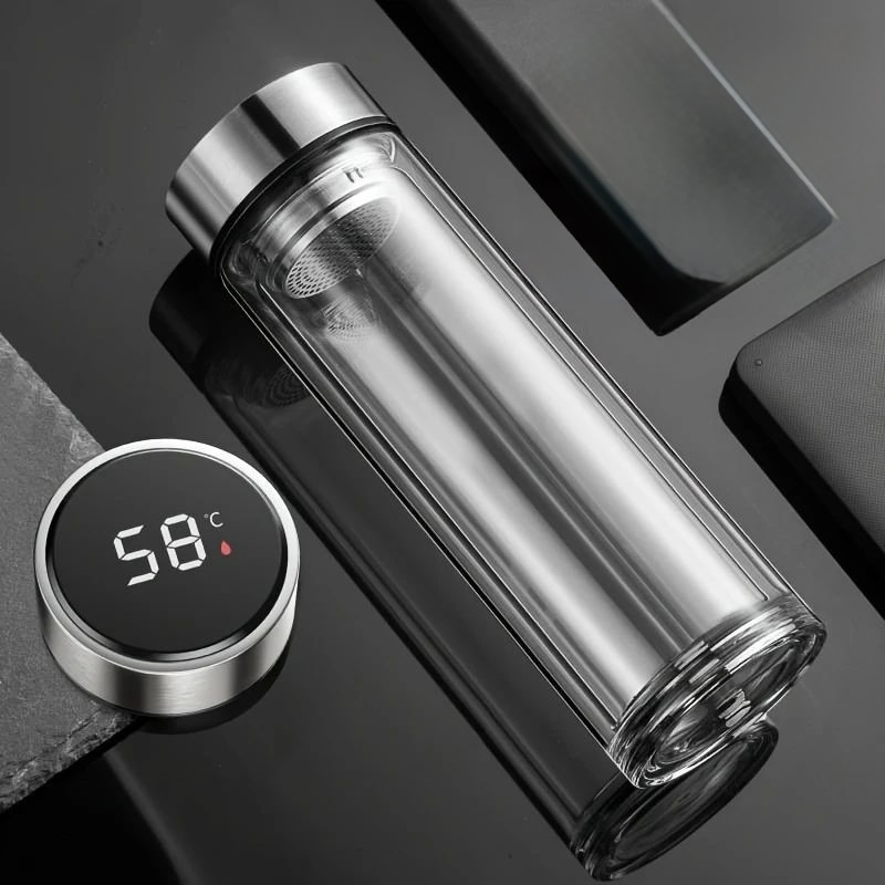 500ml LED Double-Wall Borosilicate Flask with Filter