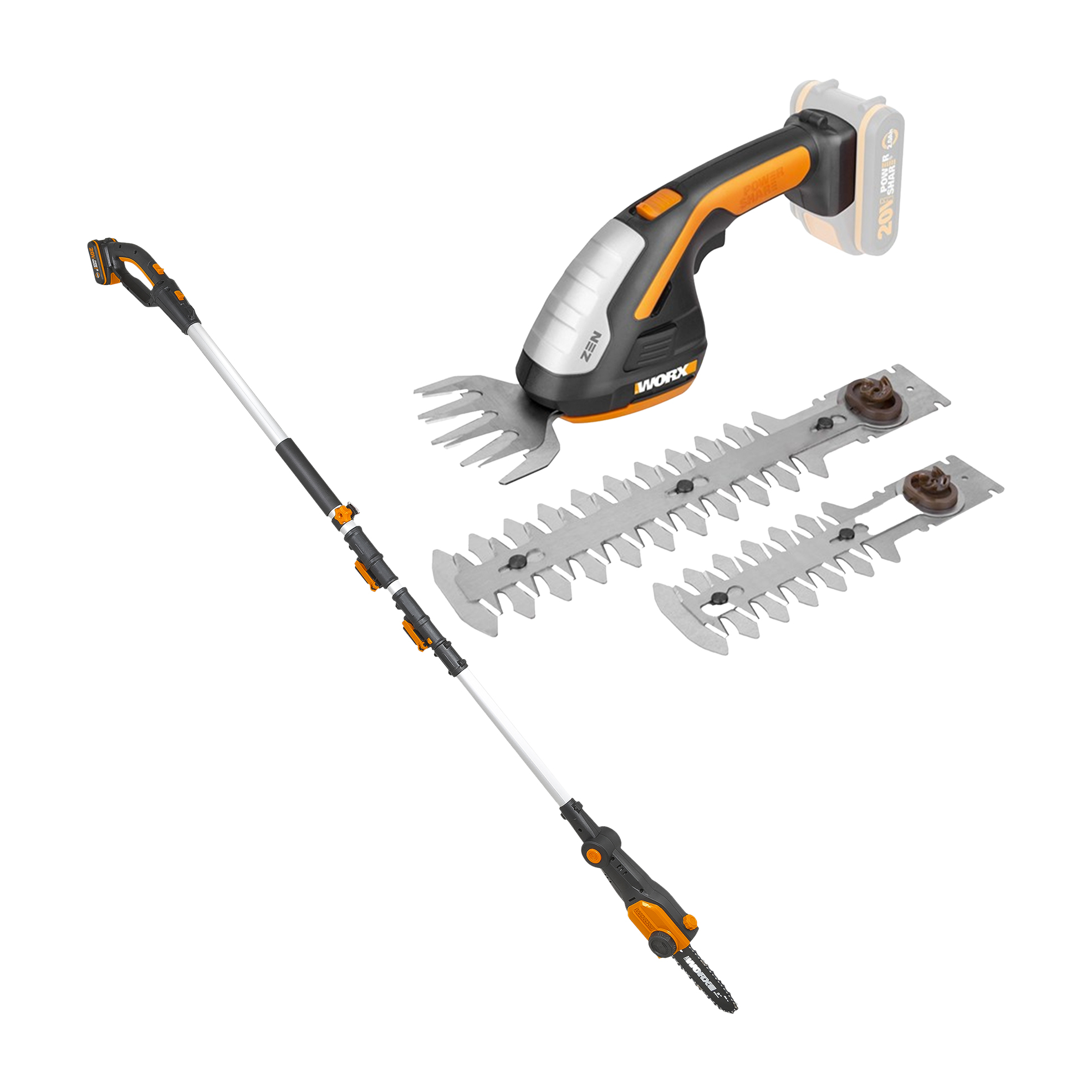 20V Pole Pruner/Saw and Grass Trimmer