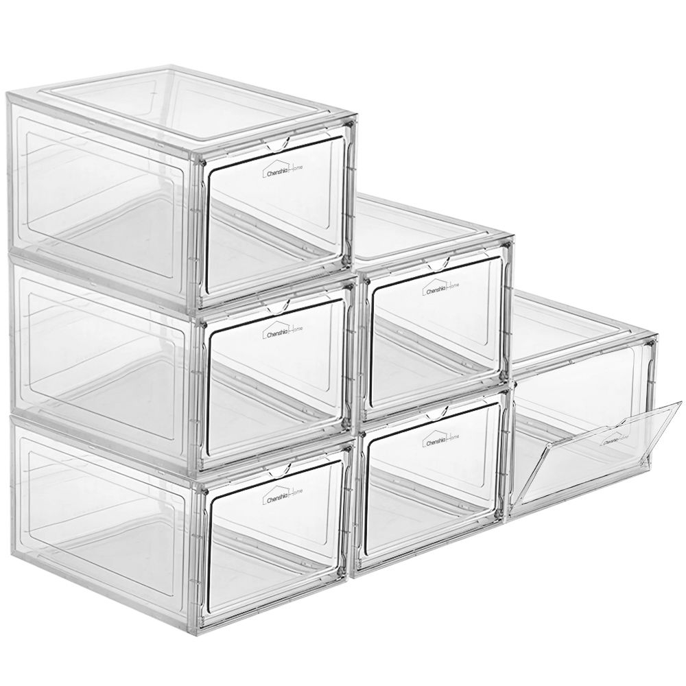 6x Magnetic Stackable Shoe Storage Boxes