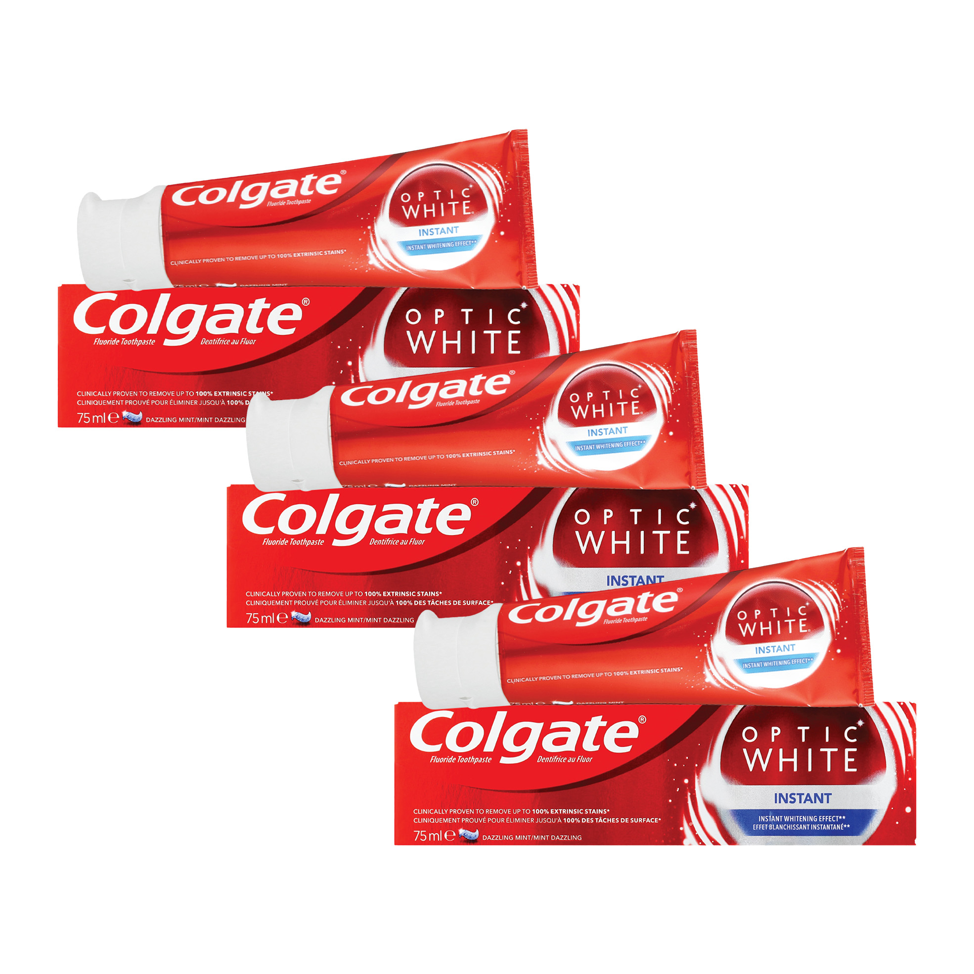 3x 75ml Optic White Whitening Toothpastes