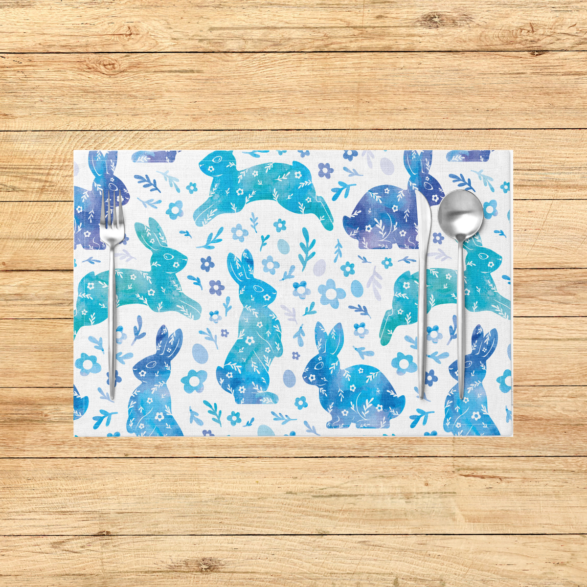 Watercolour Blue Bunnies