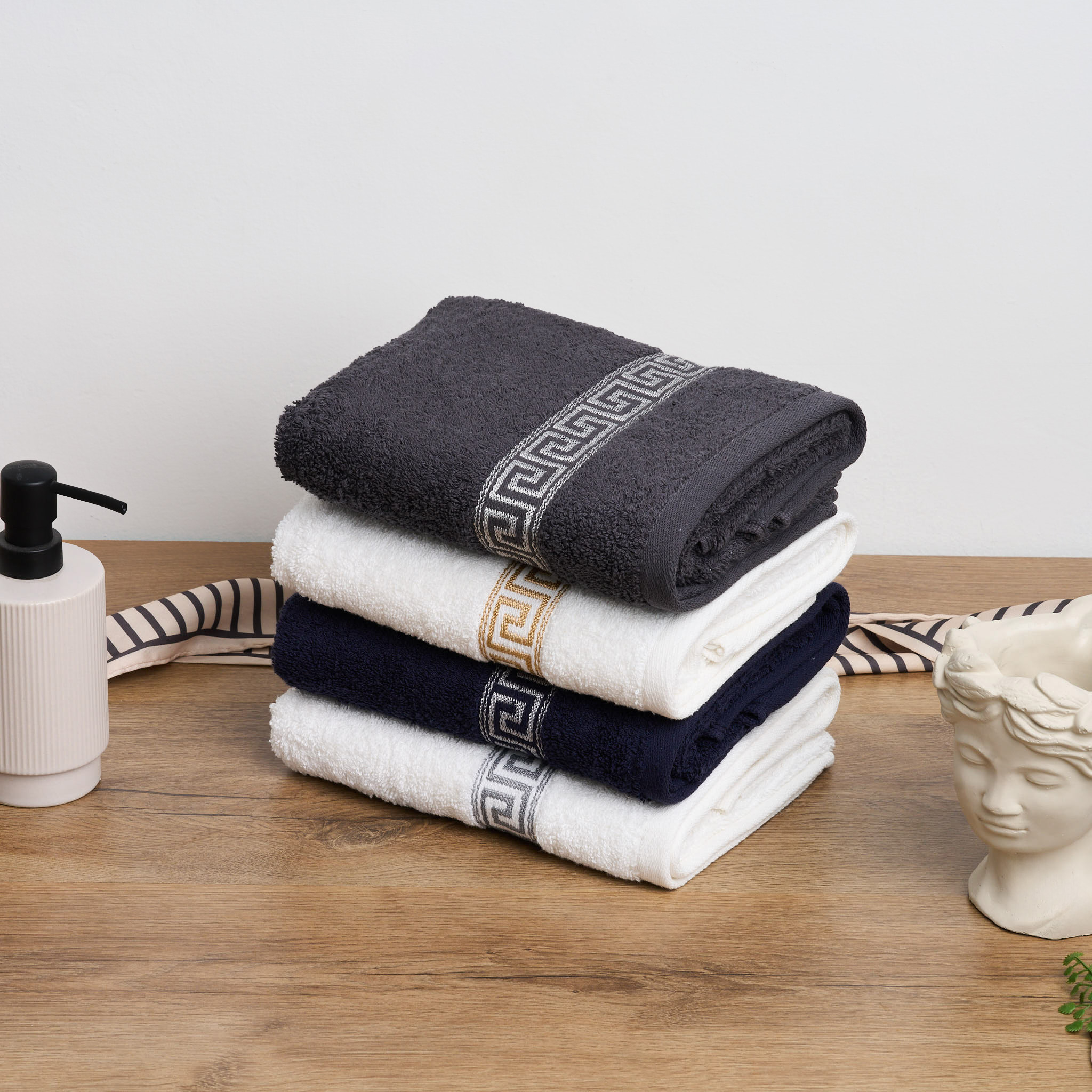 6-Piece 600gsm Greek Key Luxury Towel Set