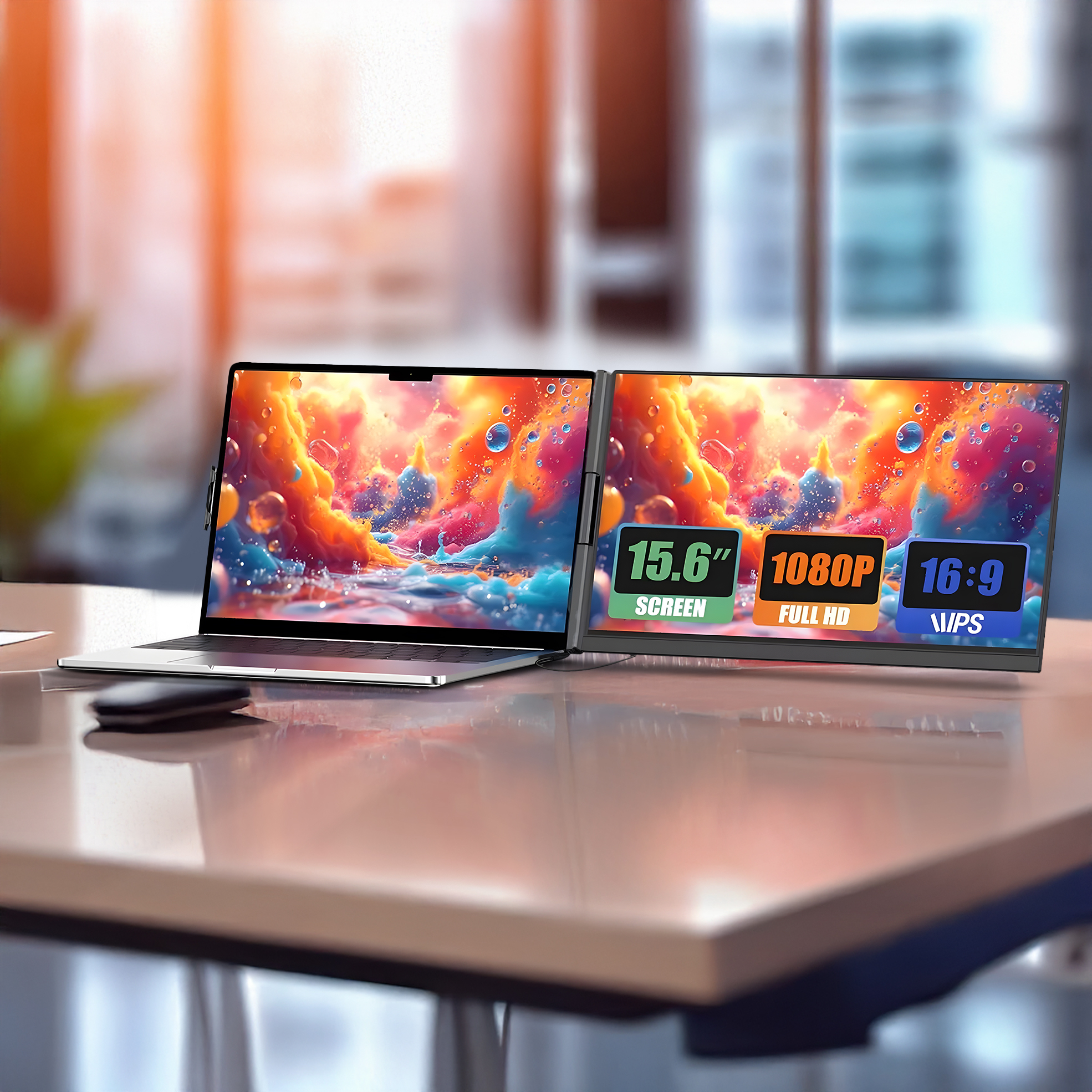 15.6" Portable FHD 1080P Dual Laptop Extender for Mac/Windows