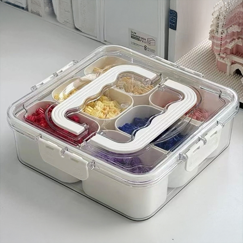 6-Compartment Snack Container Box with Handles