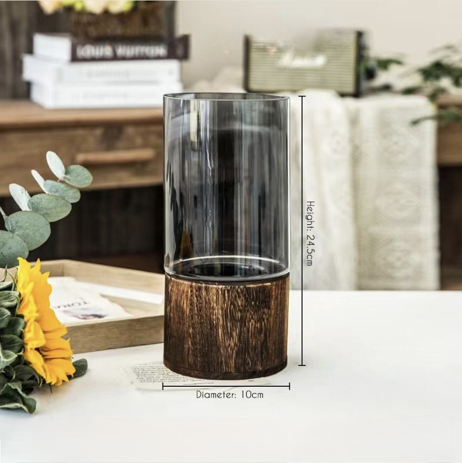 30% off on Modern Wood and Glass Flower Vase | OneDayOnly