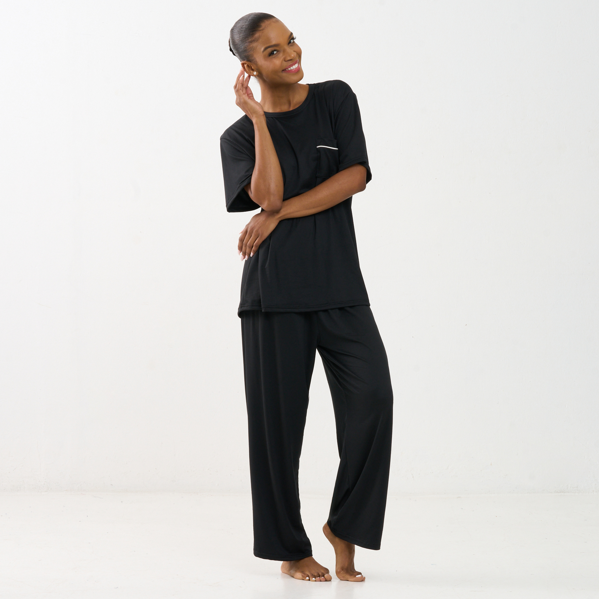 Short Top & Long Pants - Black