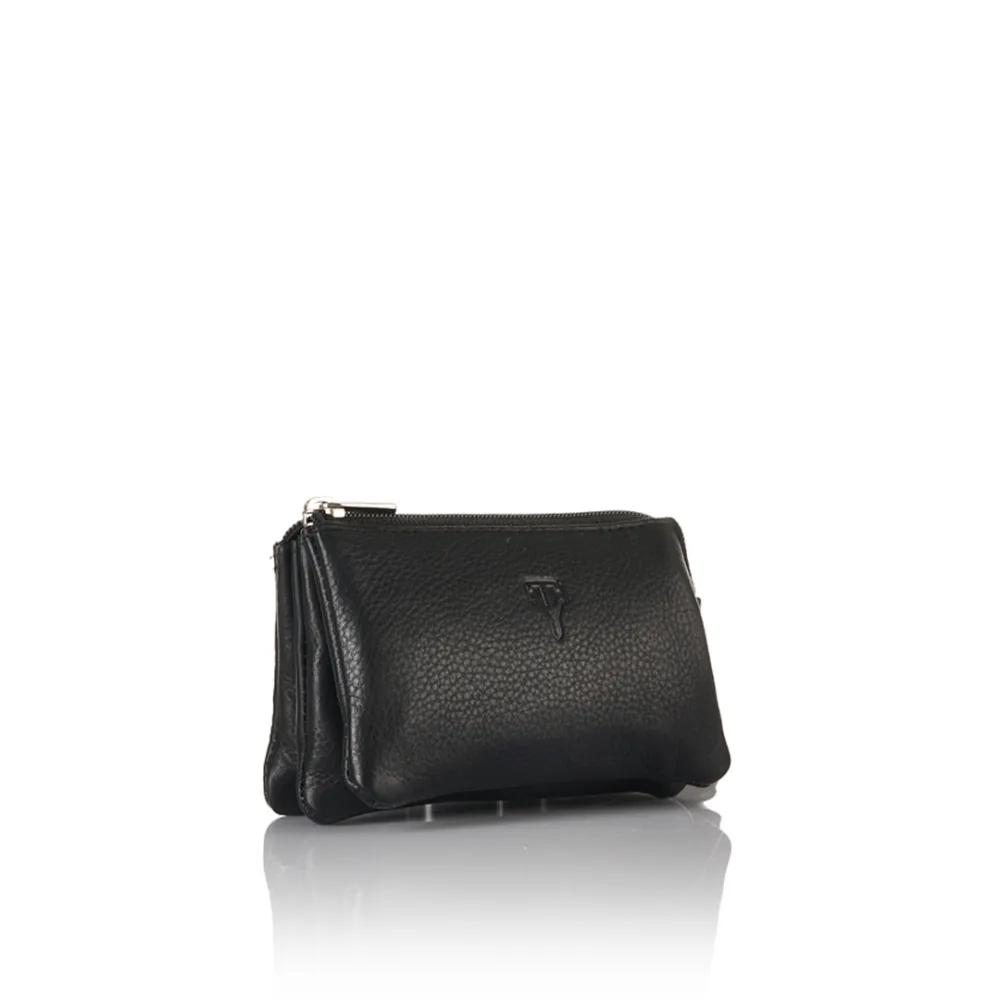 Genuine Leather Triple Compartment Coin Pouch