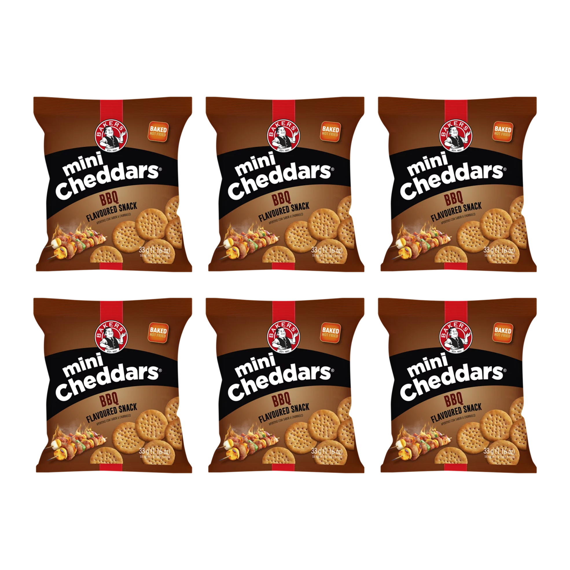 6x 33g Mini Cheddars Baked Snacks