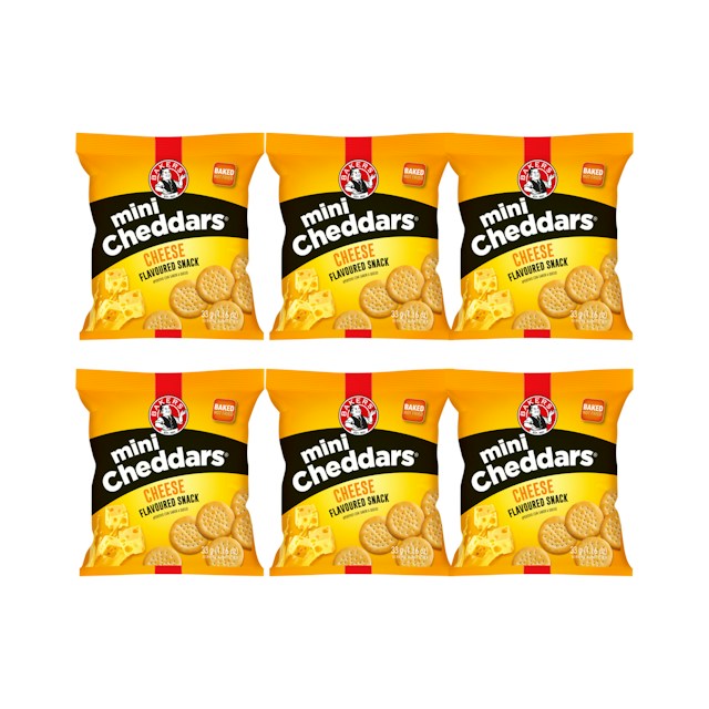 Bakers 6x 33g Mini Cheddars Baked Snacks | OneDayOnly