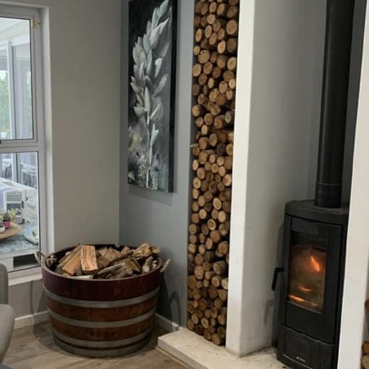 225L Wine Barrel Firewood Holders with Rope Handles