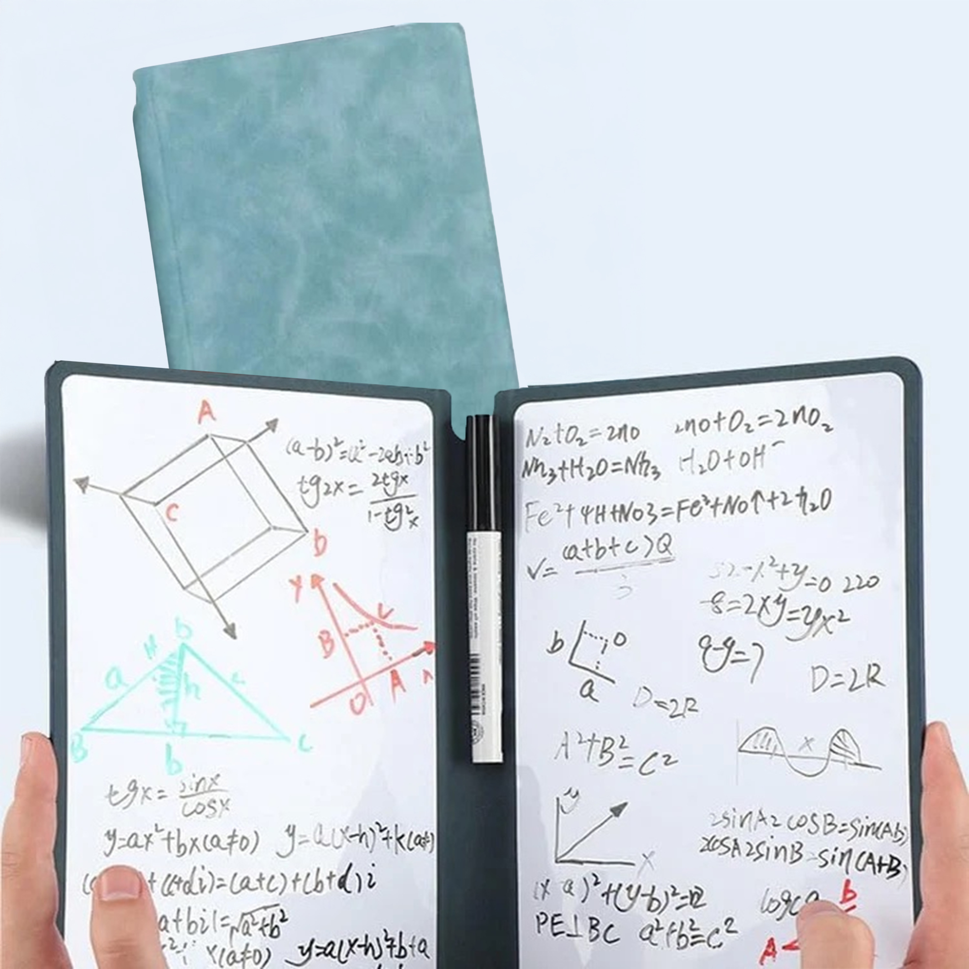 2x Reusable PU Leather Whiteboard Notebooks with Markers and Cloths