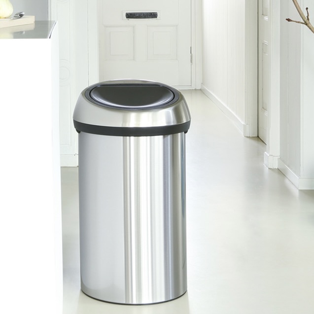60L Fingerprint Proof Matt Steel Touch Bin