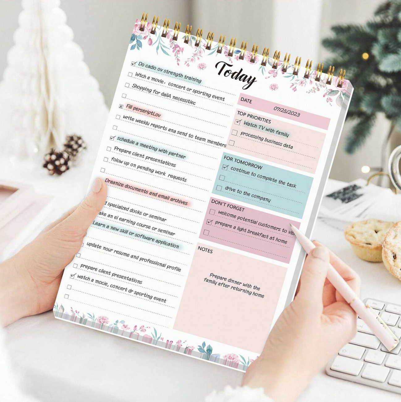 Undated Daily Planner and To-Do List Notepad