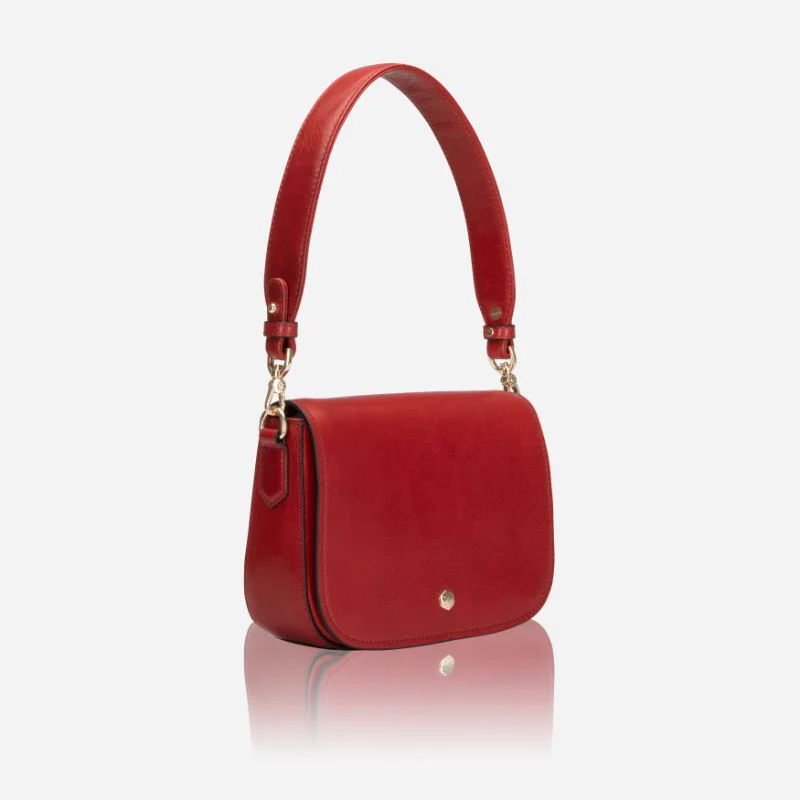 Genuine Leather Red RFID Protection Saddle Bag