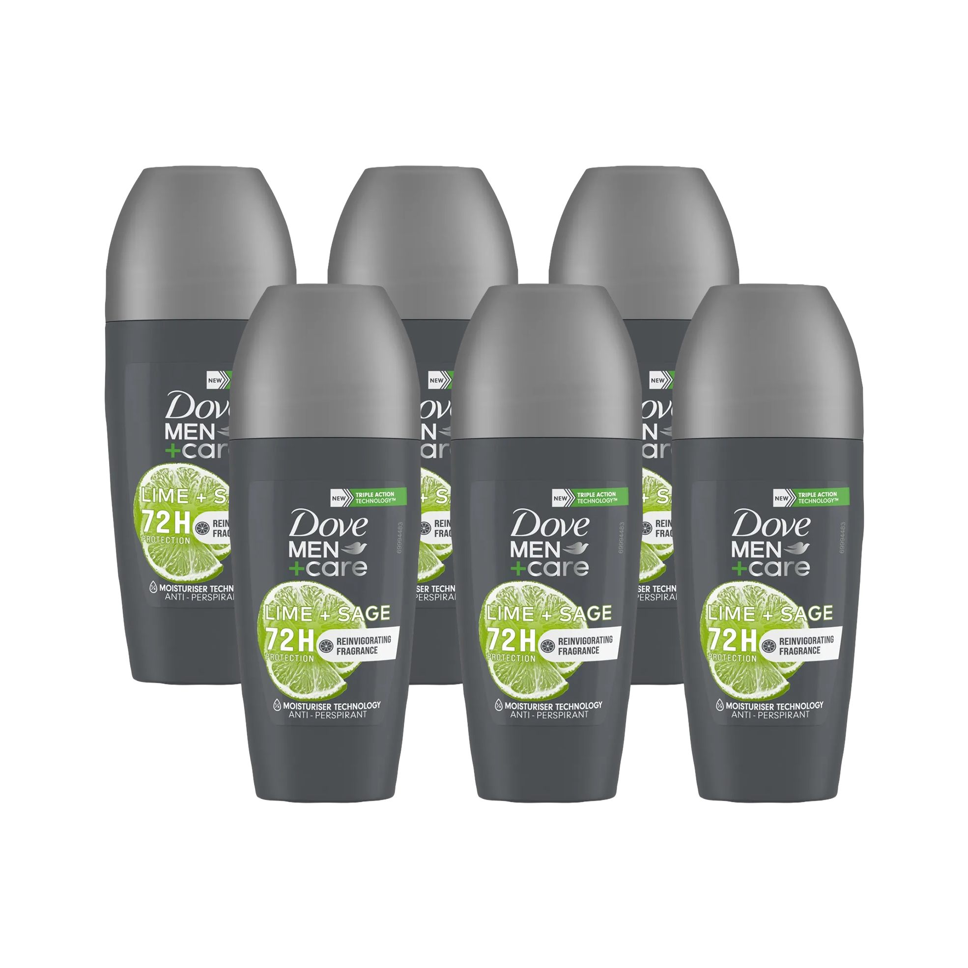 6x 50ml Men's Antiperspirant Roll Ons