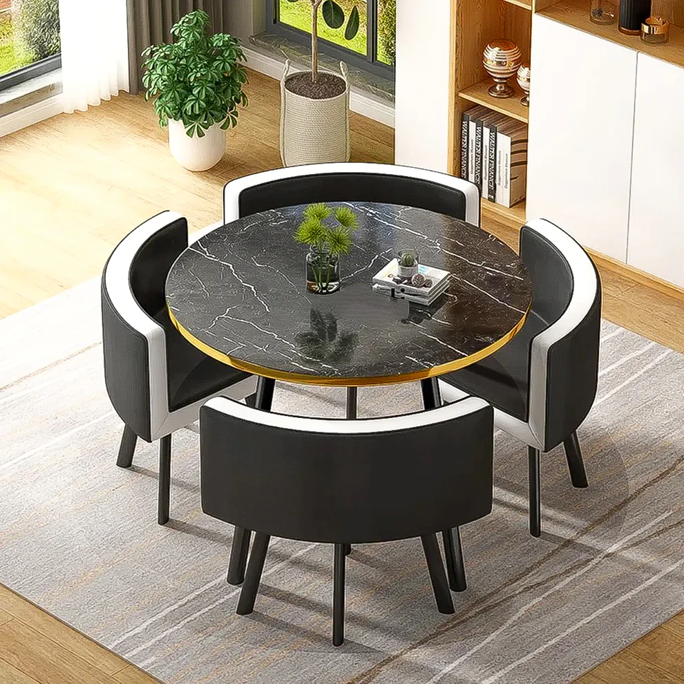 5-Piece Nordic Round Dining Table with Chairs Set