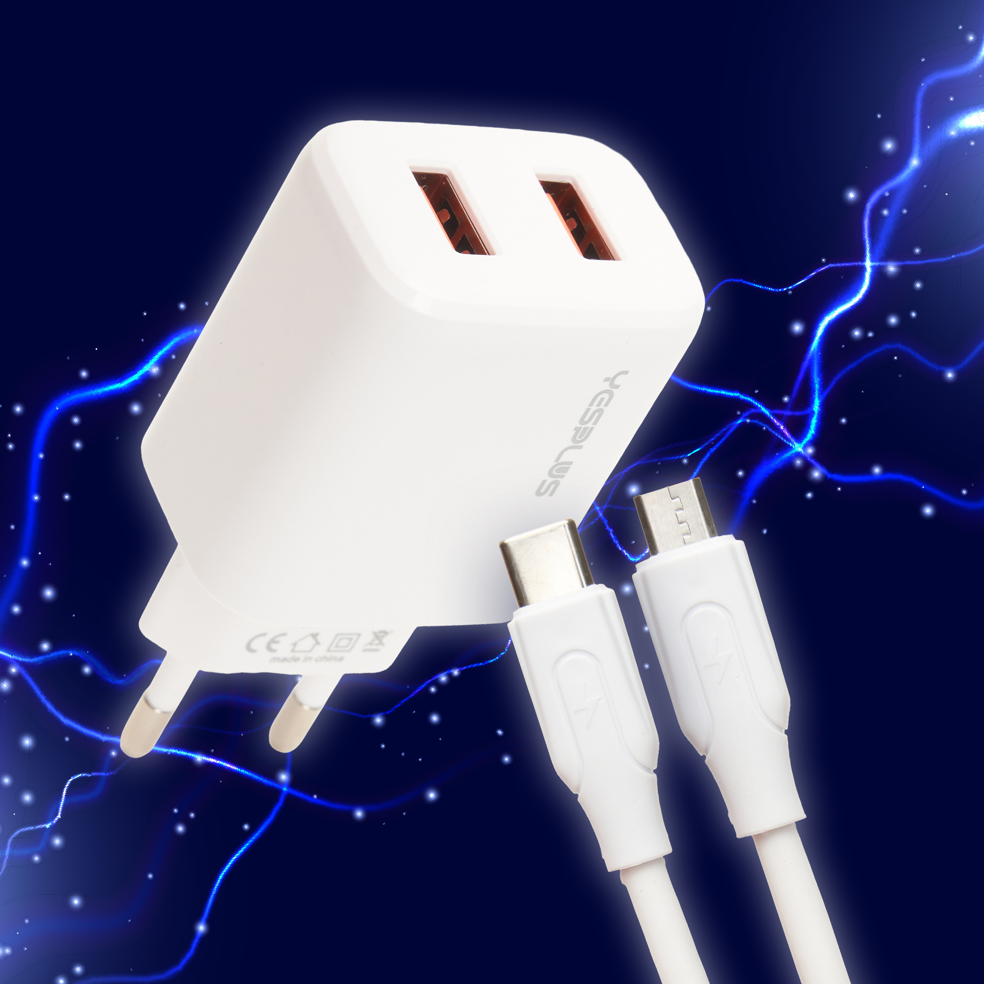 2.4A Dual-Port Fast Charging Adapter with Cable