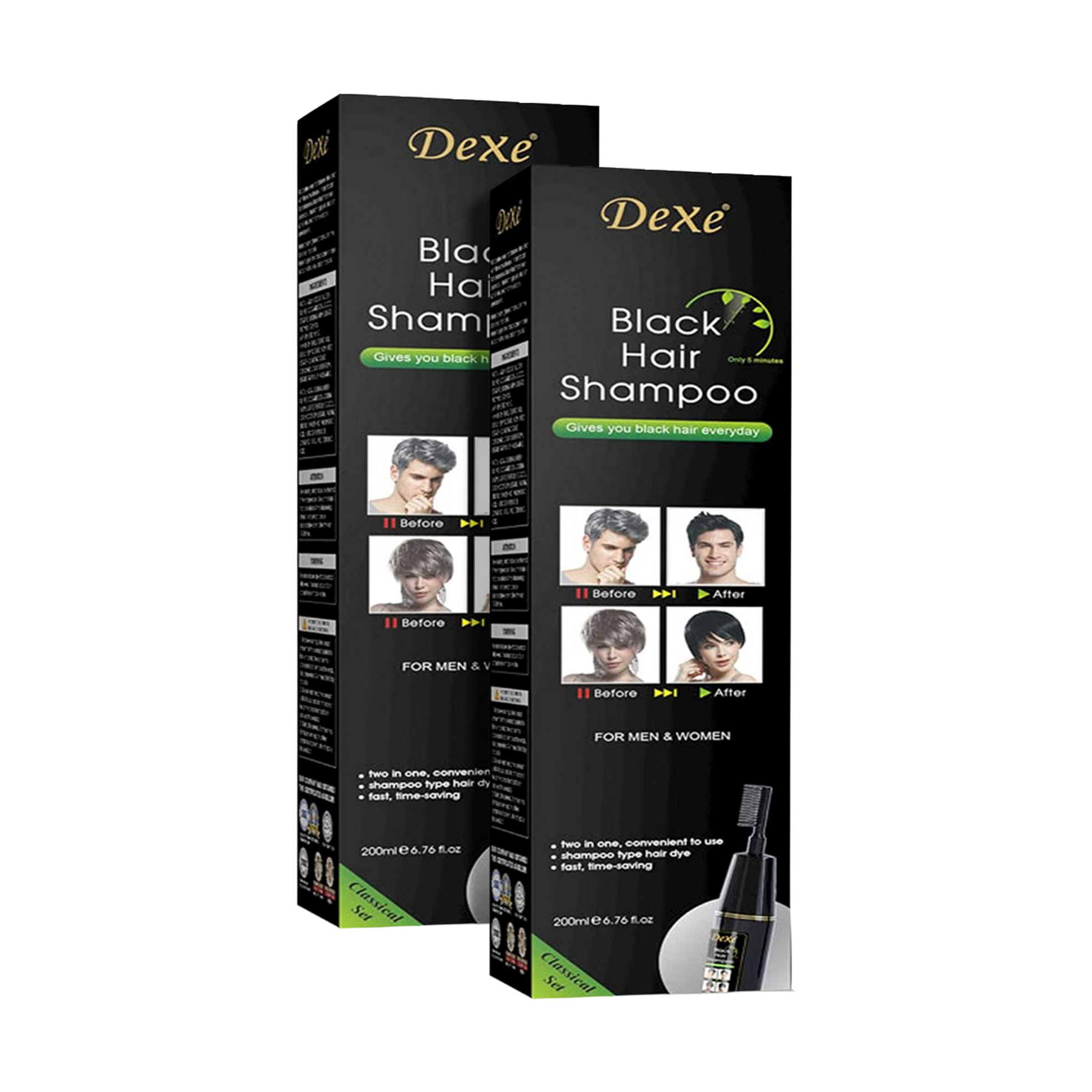 2x 200ml Black Hair Shampoos