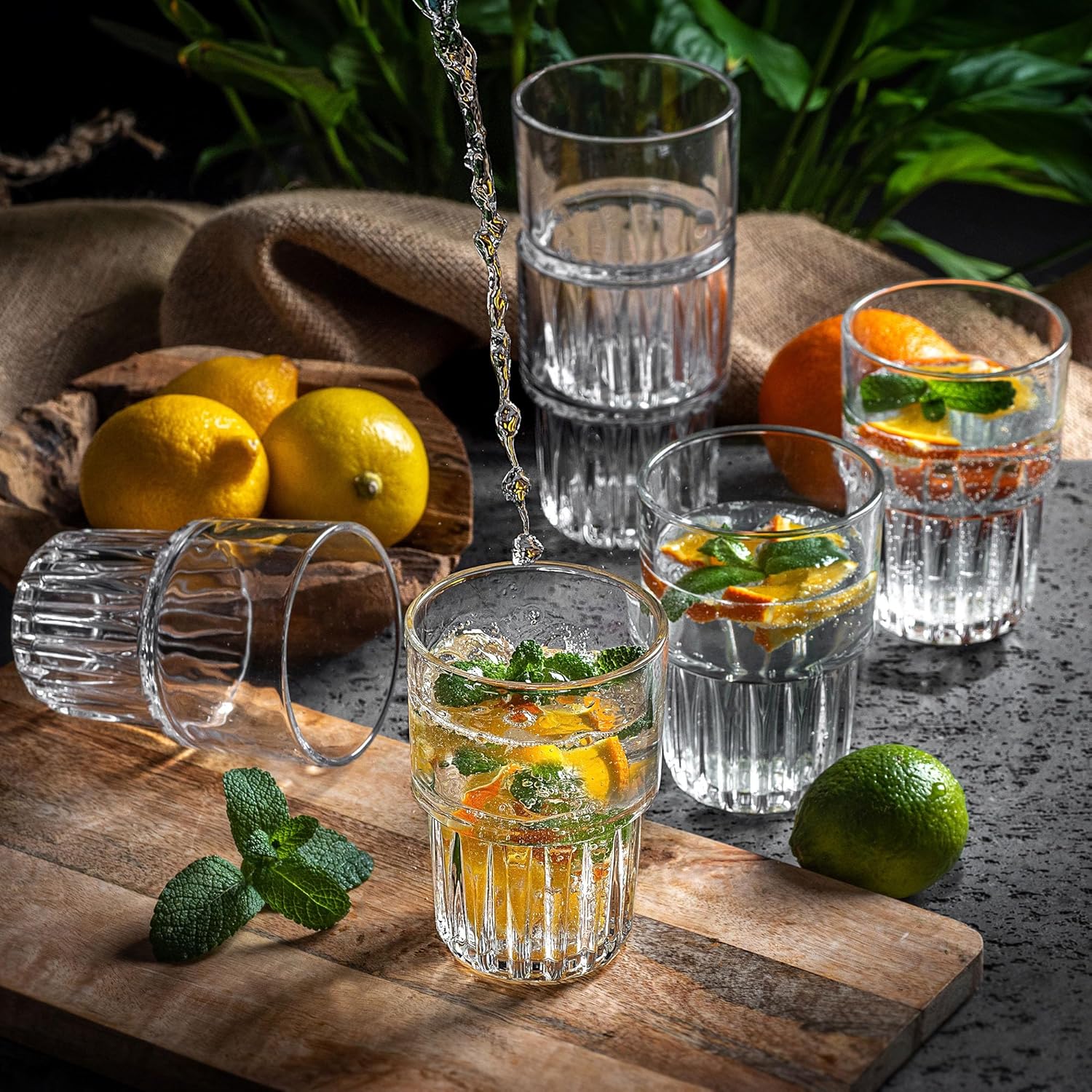 6x Cassy Stackable Glasses