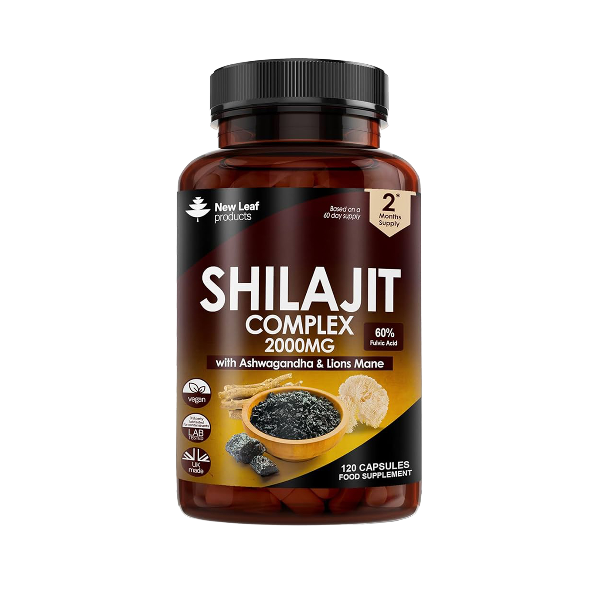 Shilajit Complex Capsules with Ashwagandha and Lions Mane (120's)