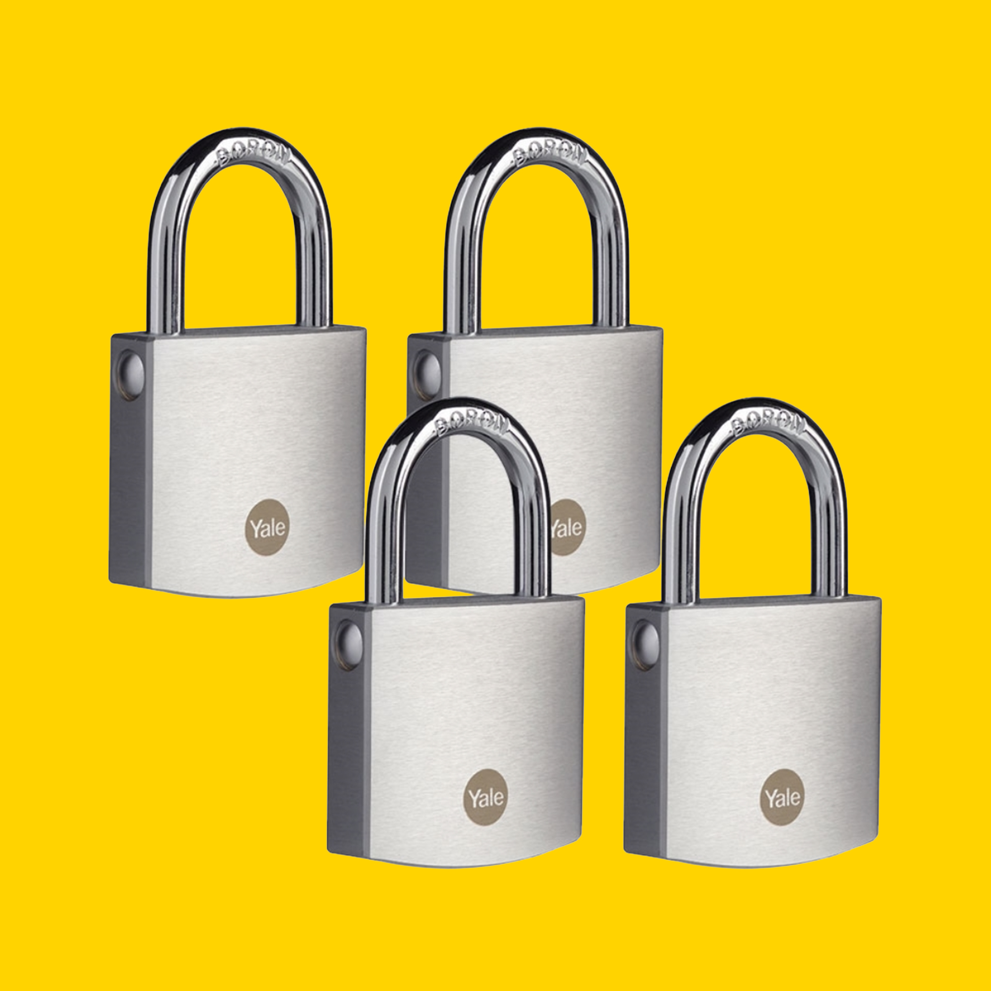 4x 50mm Brass Padlocks With Satin Chrome Finish