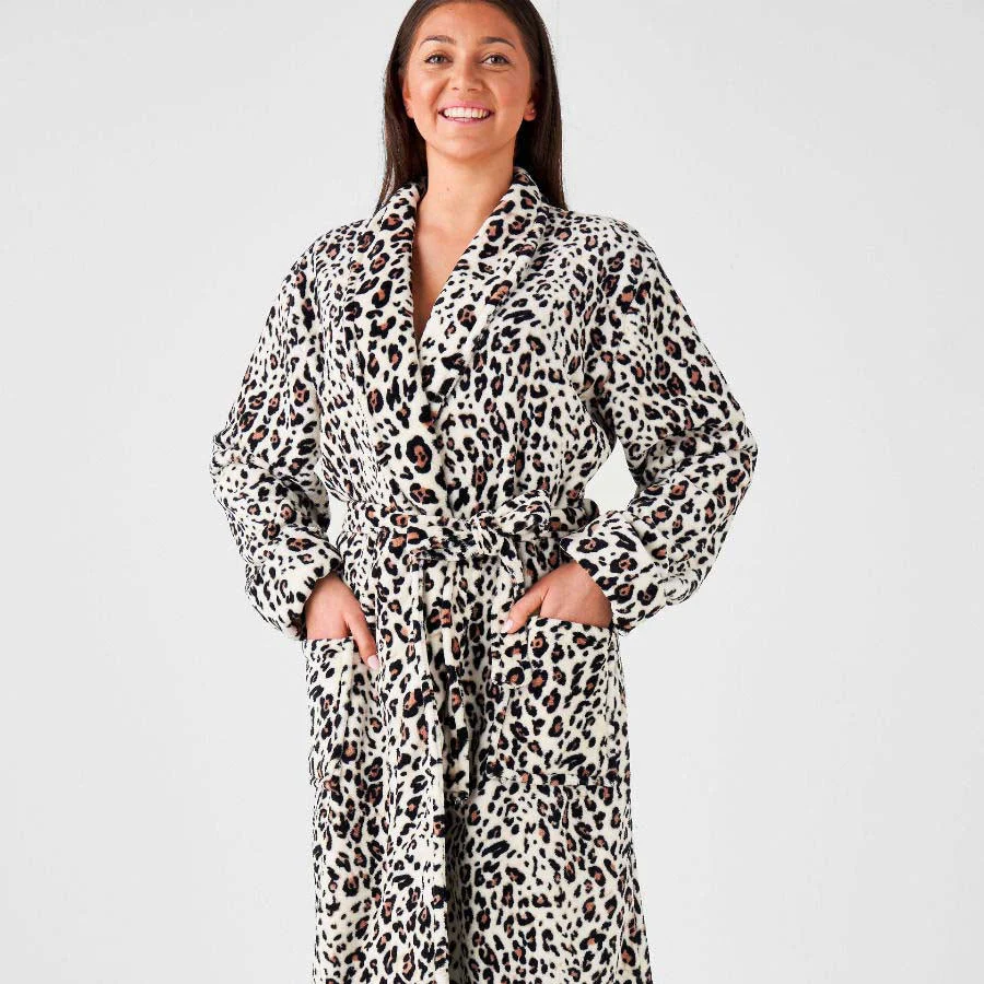Plush Adult Leopard Bathrobe