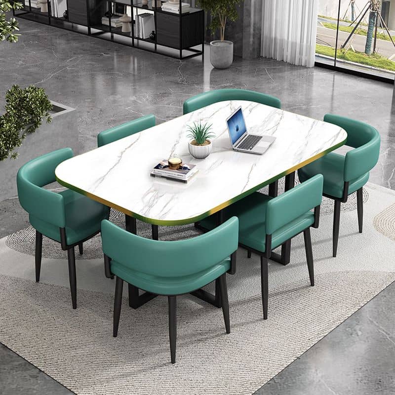 7-Piece Scandinavian Dining Table with Chairs Set