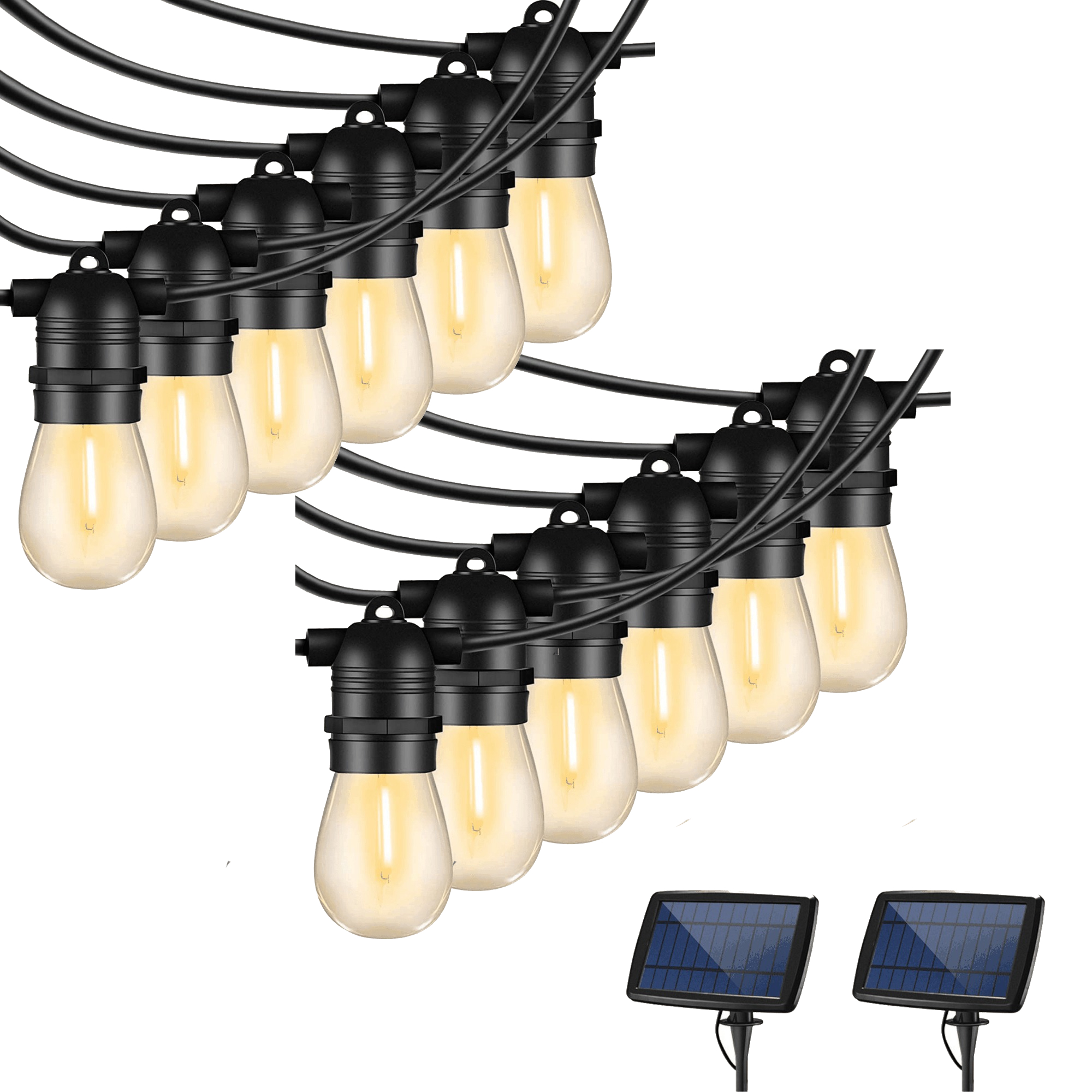 2x 5m 8-Modes Solar 10 Bulbs String Lights