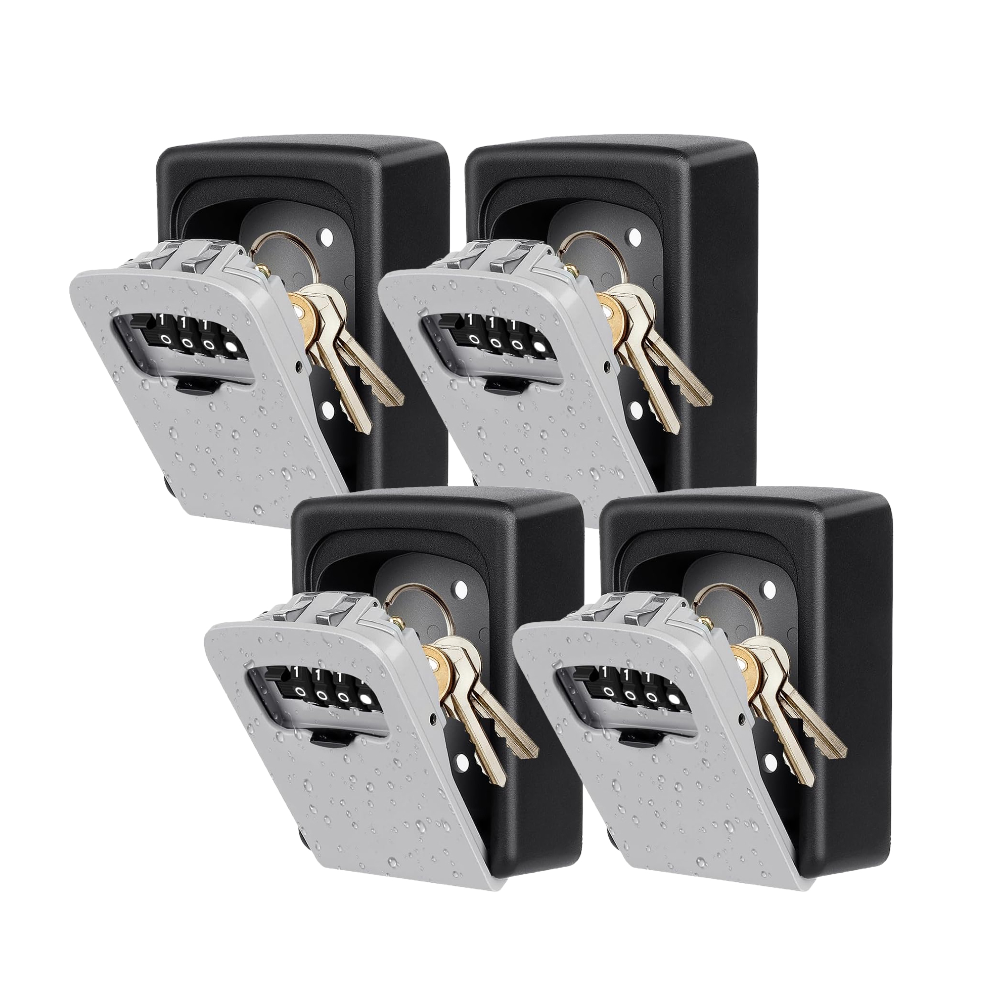 4x 4-Digit Wall Mount Combination Key Lock Safes