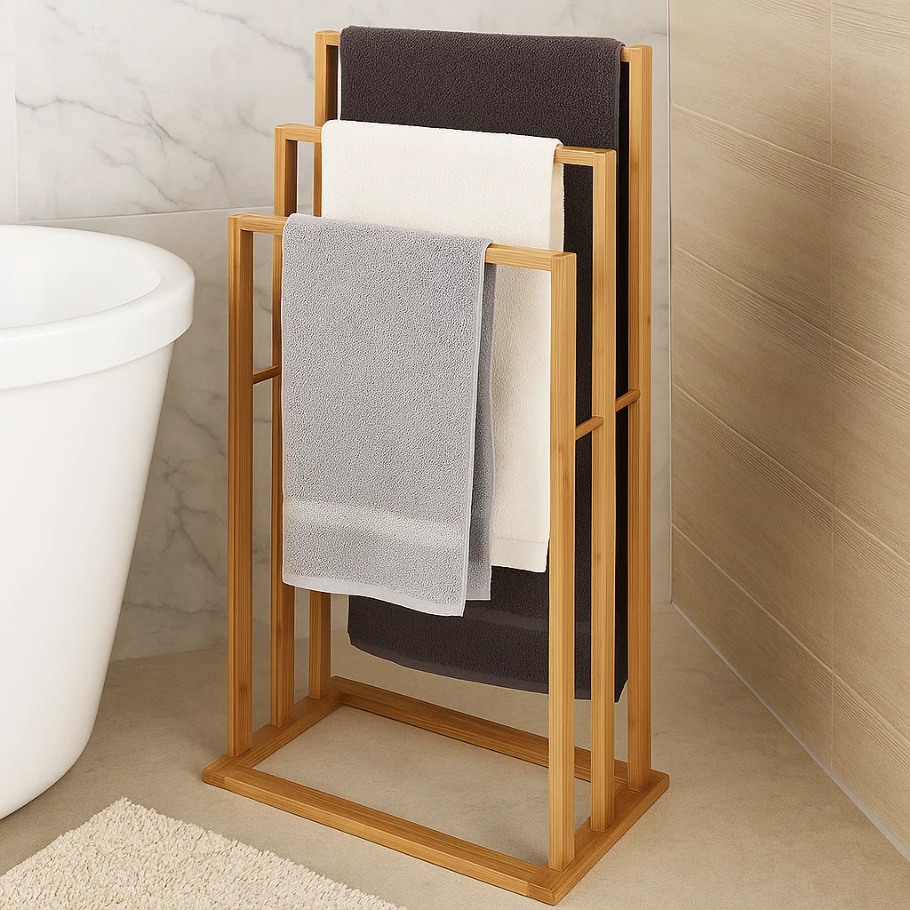 3-Layer Bamboo Towel Rack