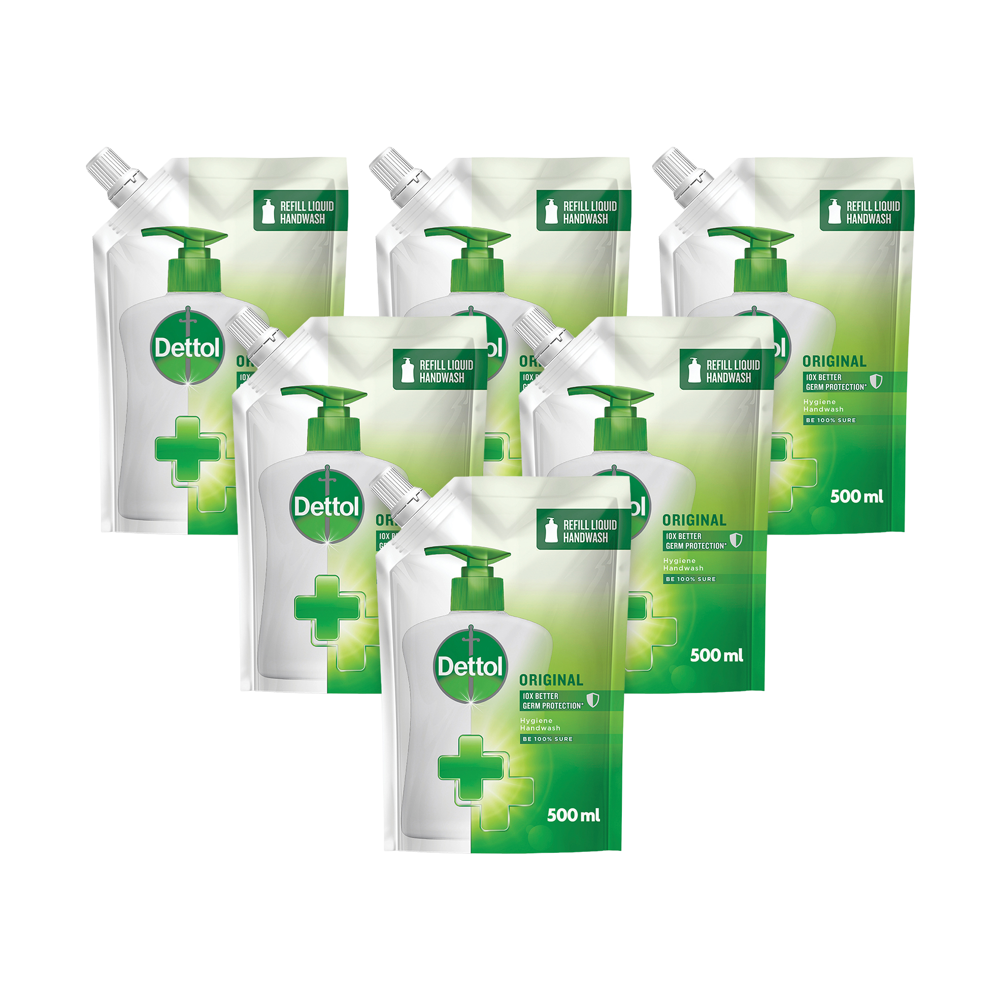 6x 500ml Hygiene Hand Wash Refills