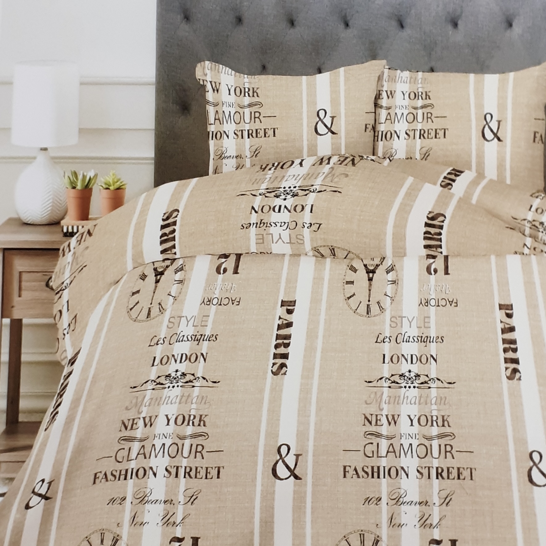 Poly Cotton Printed Duvet Cover with Pillowcases