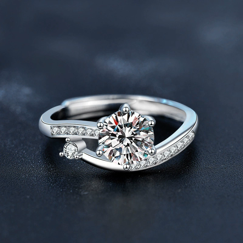 925 Sterling Silver 1ct Moissanite Rosalind Ring