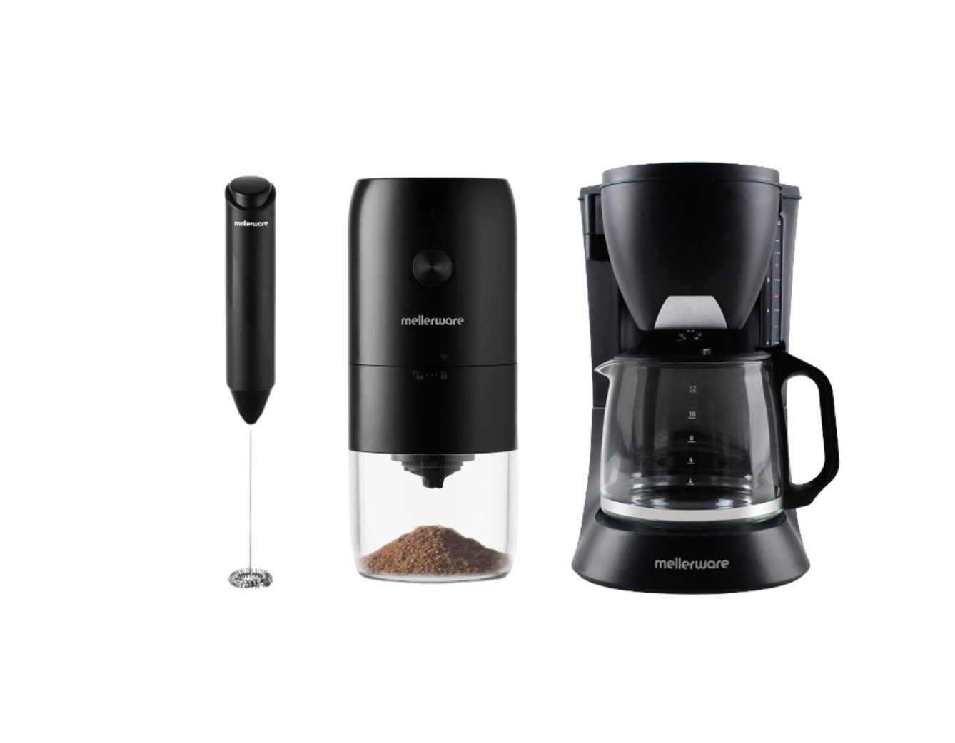 3-Piece Milk Frother, Coffee Grinder And Coffee Maker Drip Filter Coffee Pack (Model: 46334)