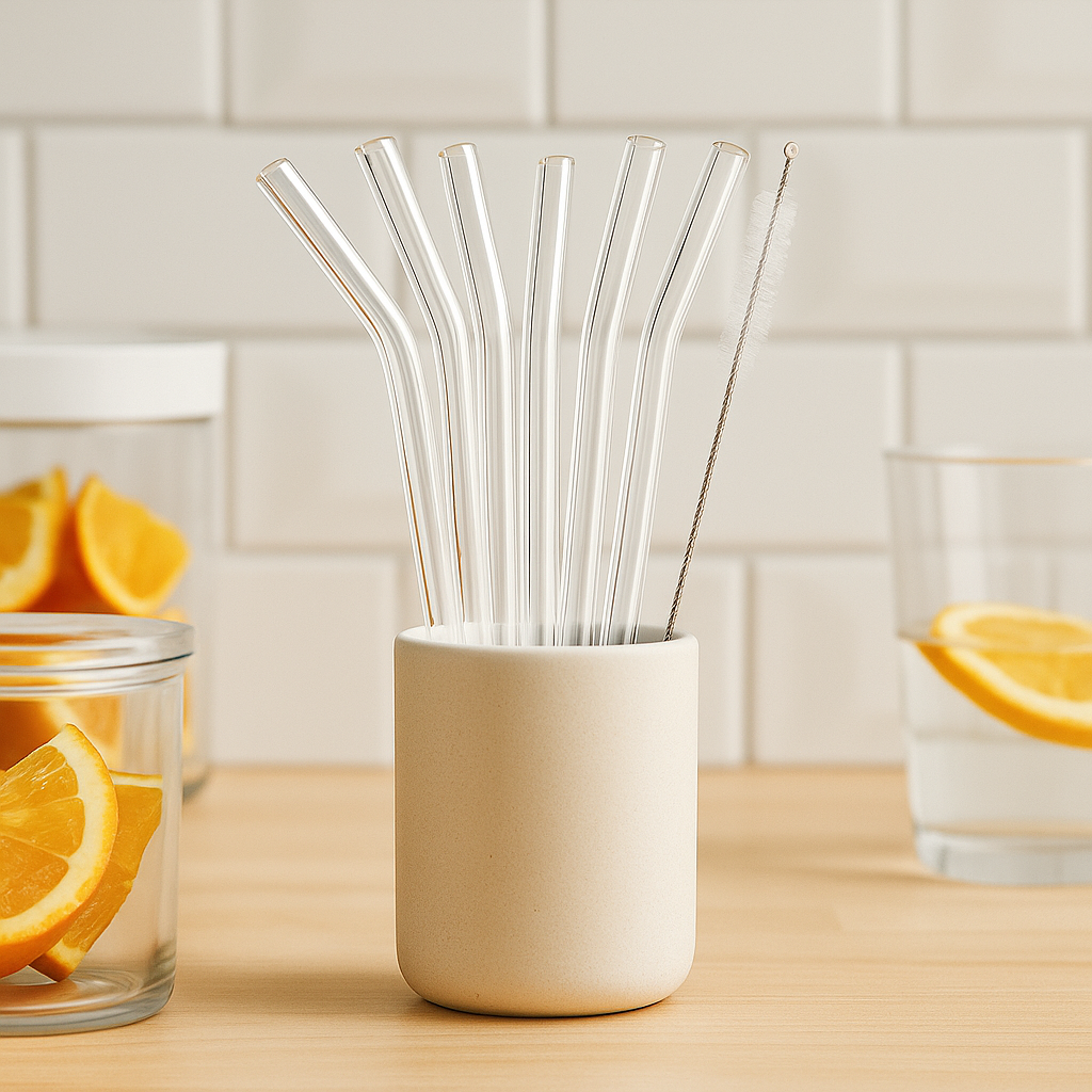 Glass Straws with Cleaning Brush