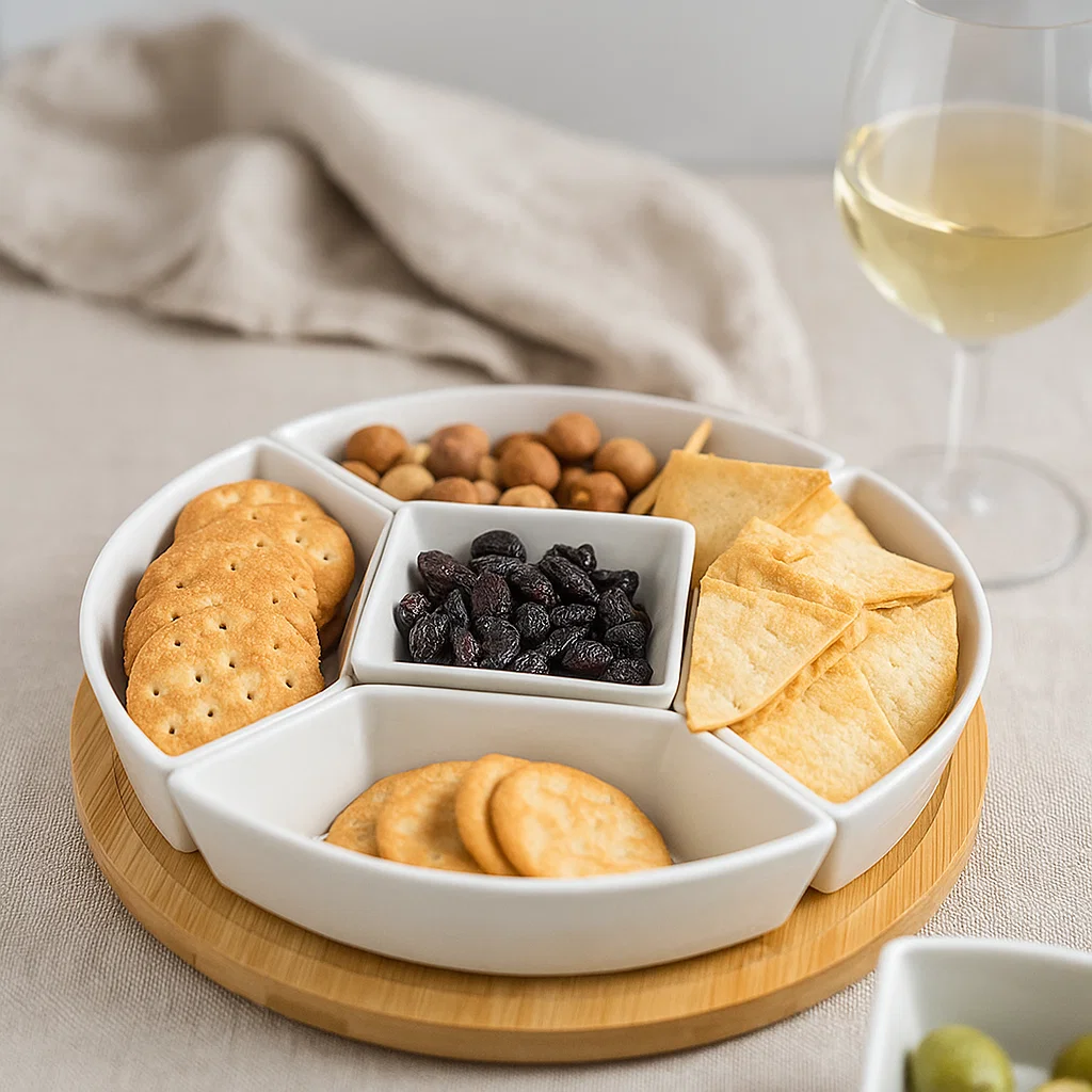 50% off on Bamboo Lazy Susan Snack Platter | OneDayOnly