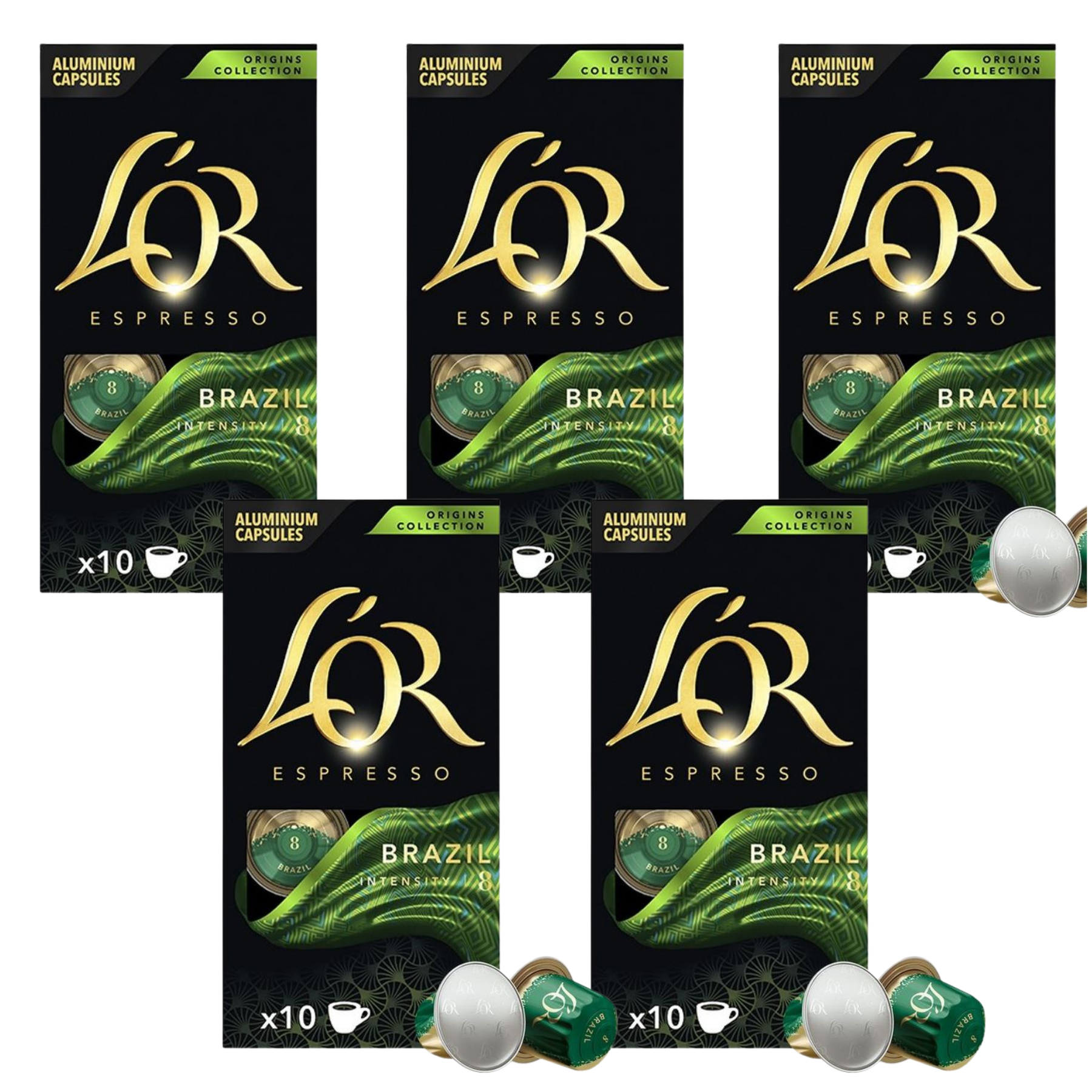 5x 10's Brazil Nespresso Compatible Aluminium Coffee Capsules