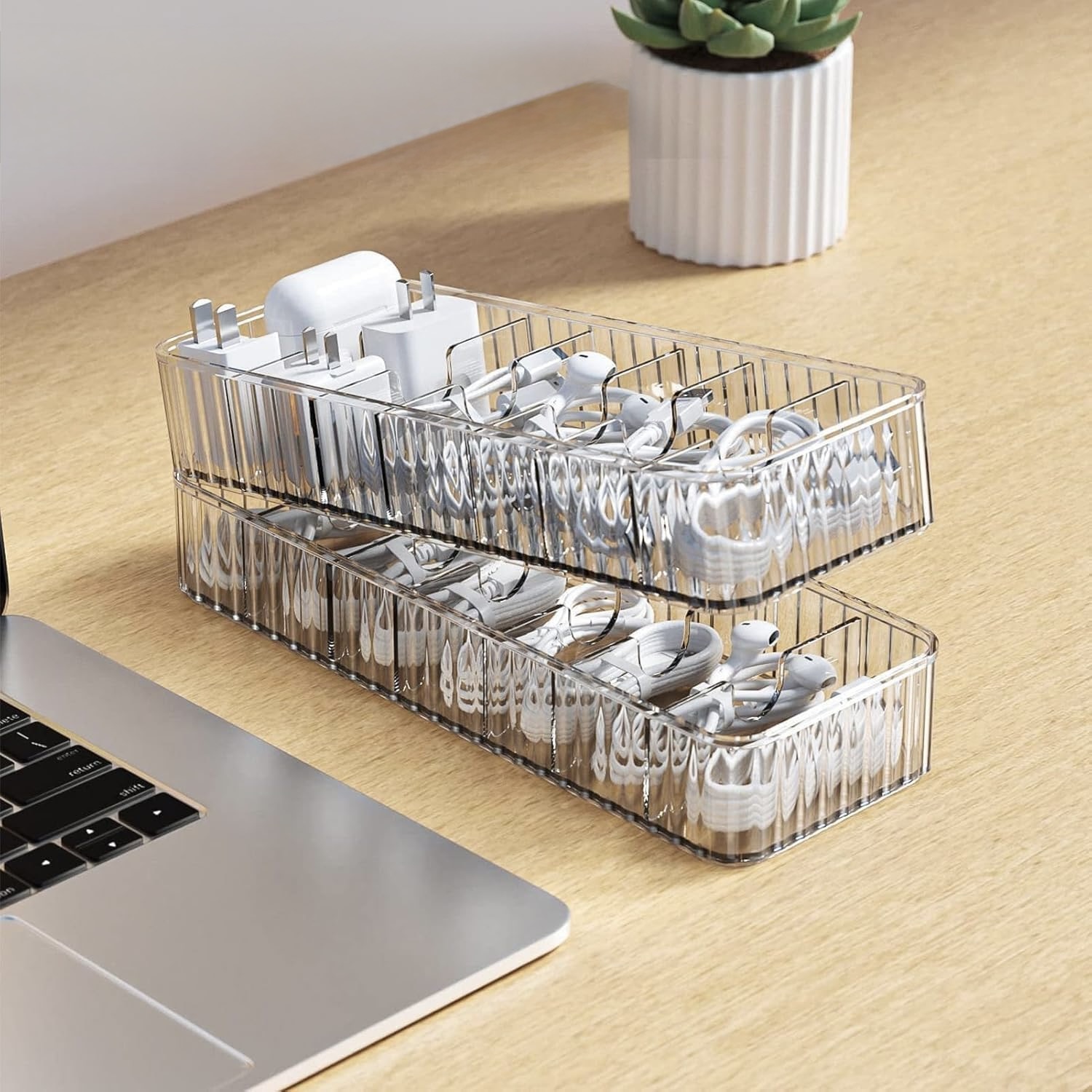 2x 7-Compartment Cable Organisers