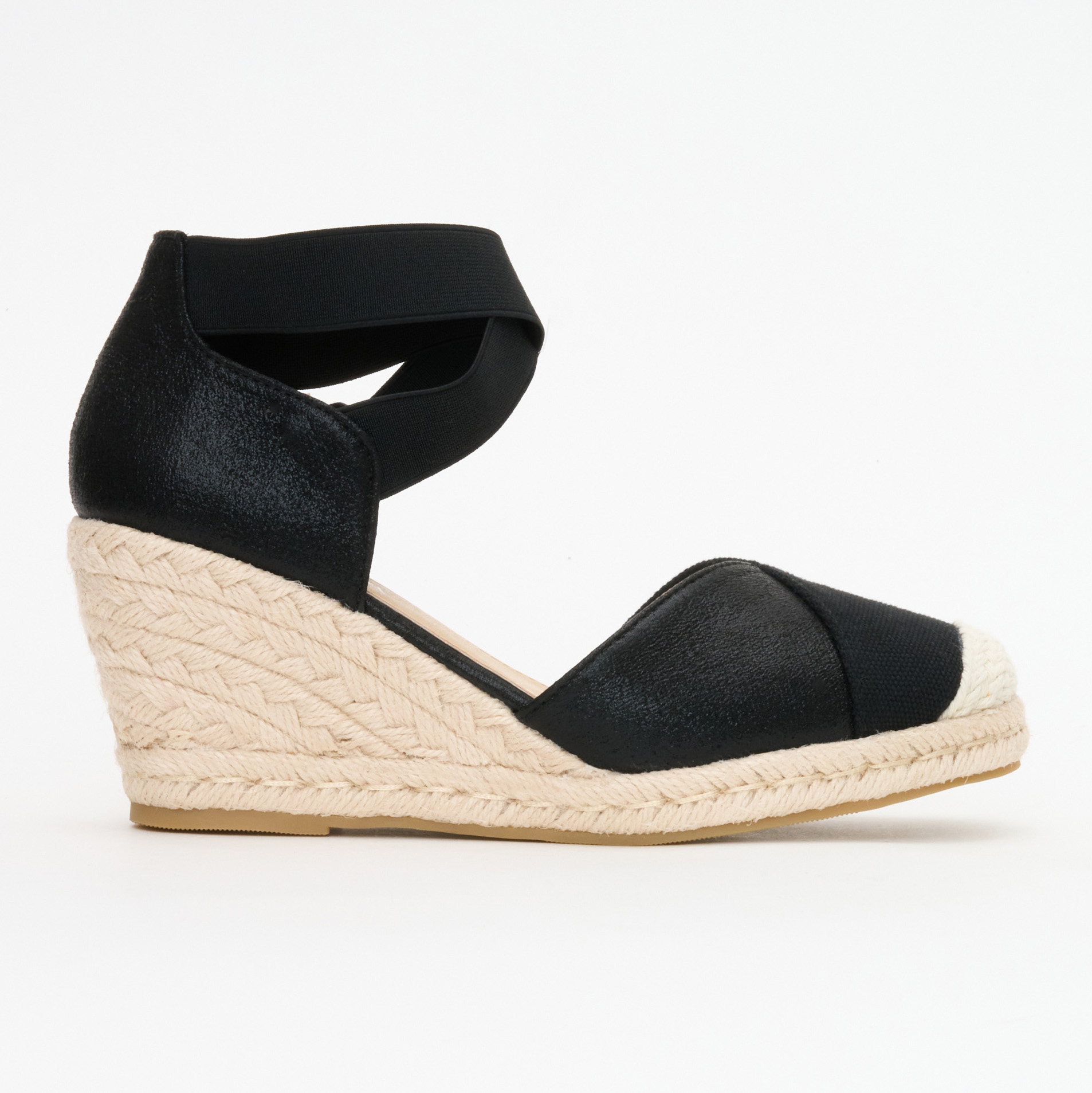 Ladies Metallic Canvas Espadrille Wedges