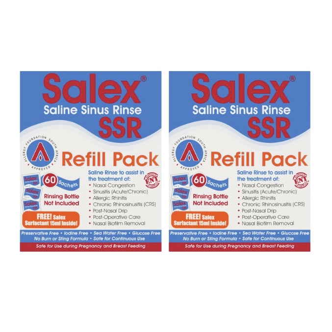 2x 60's Saline Sinus Rinse Refill Packs