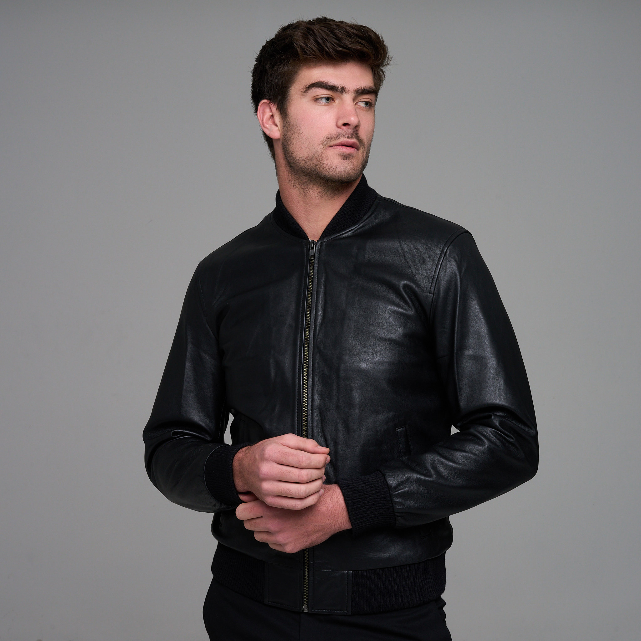 42% off on Men's Leather Bomber Jacket | OneDayOnly
